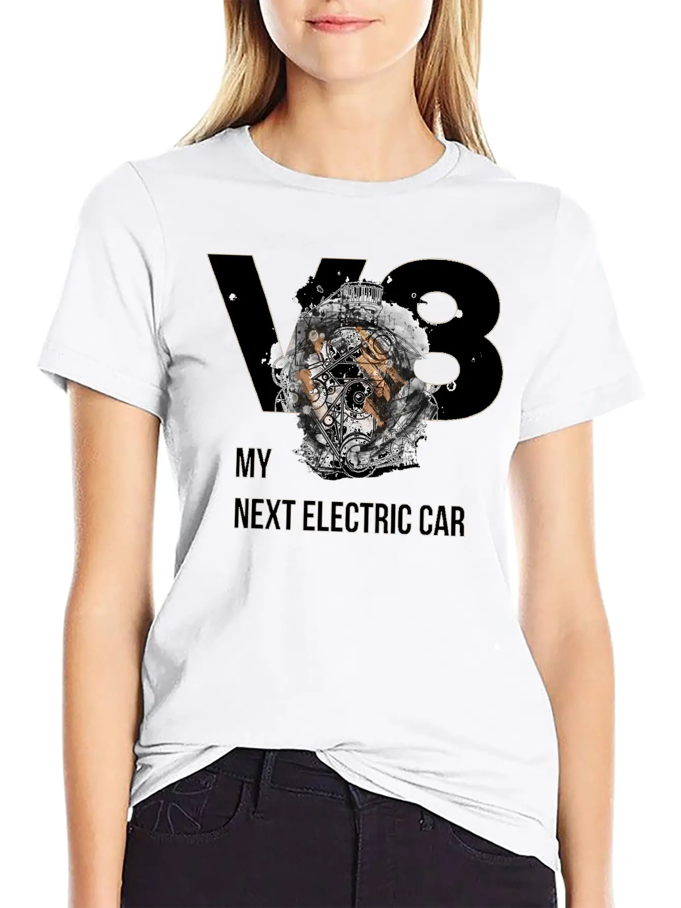ART8NS V8 Electric Car By ART8NS Art ON Streetwear Modern Fit Casual T-Shirt – Clean And Versatile Design