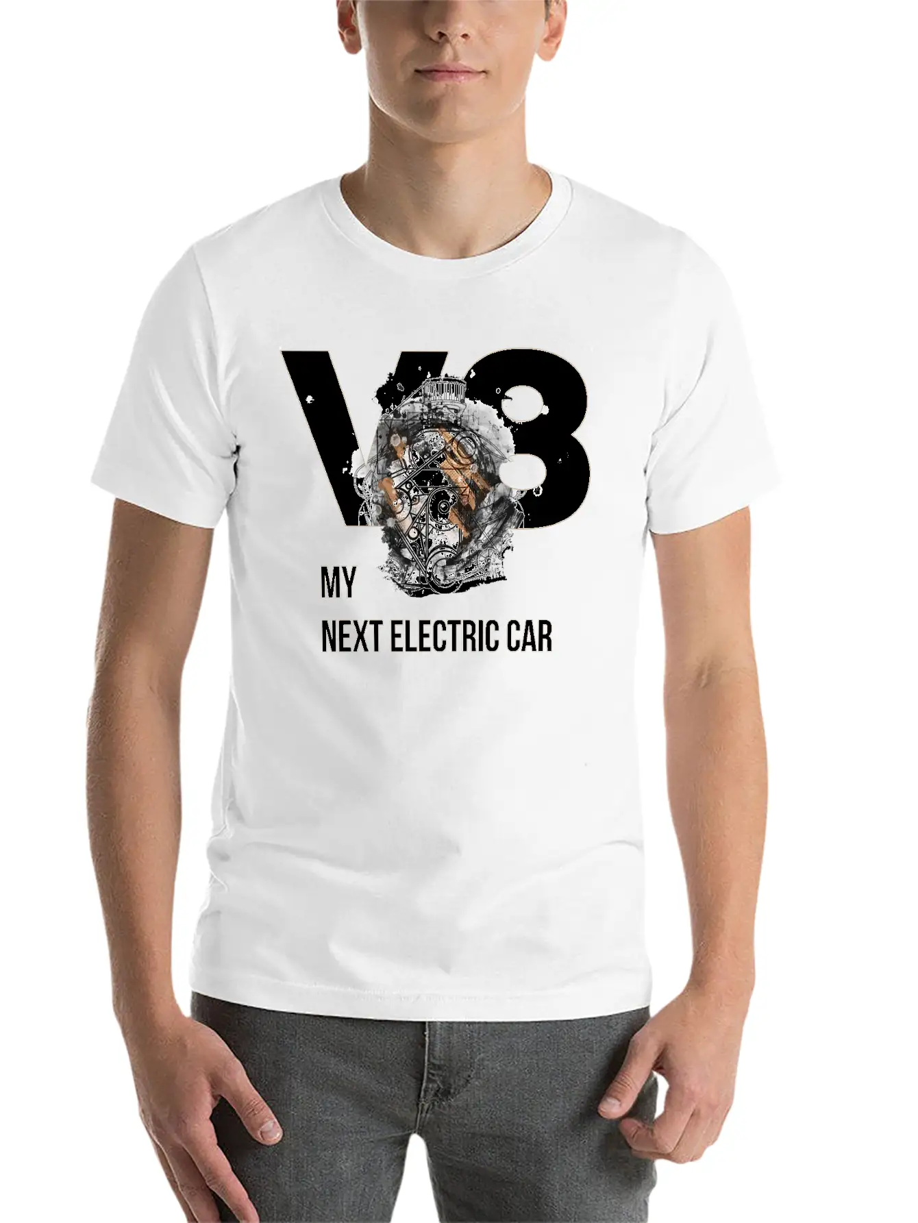 ART8NS V8 Electric Car By ART8NS Art ON Streetwear Modern Fit Casual T-Shirt – Clean And Versatile Design