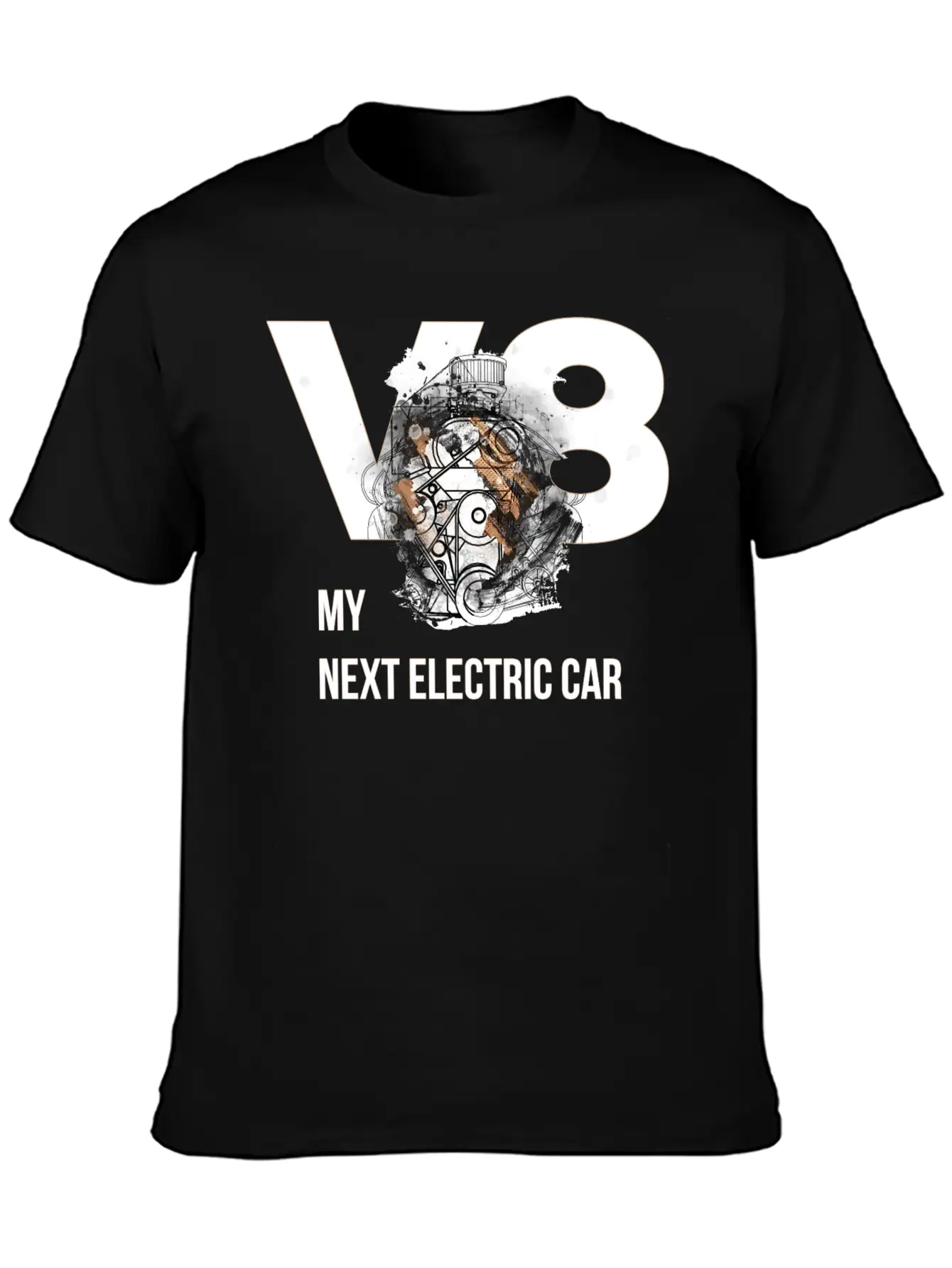 ART8NS V8 Electric Car By ART8NS Art ON Streetwear Modern Fit Casual T-Shirt – Clean And Versatile Design