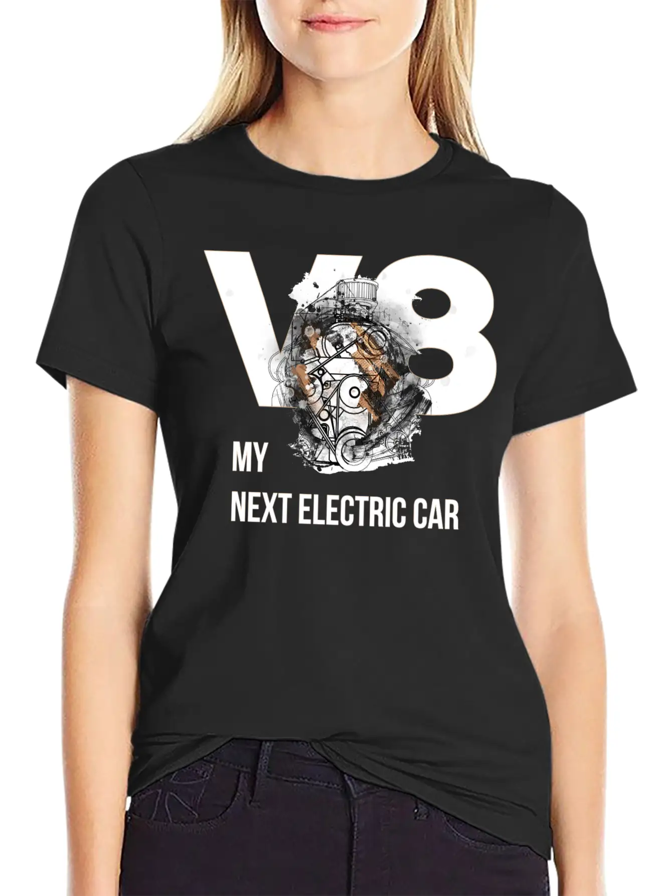 ART8NS V8 Electric Car By ART8NS Art ON Streetwear Modern Fit Casual T-Shirt – Clean And Versatile Design