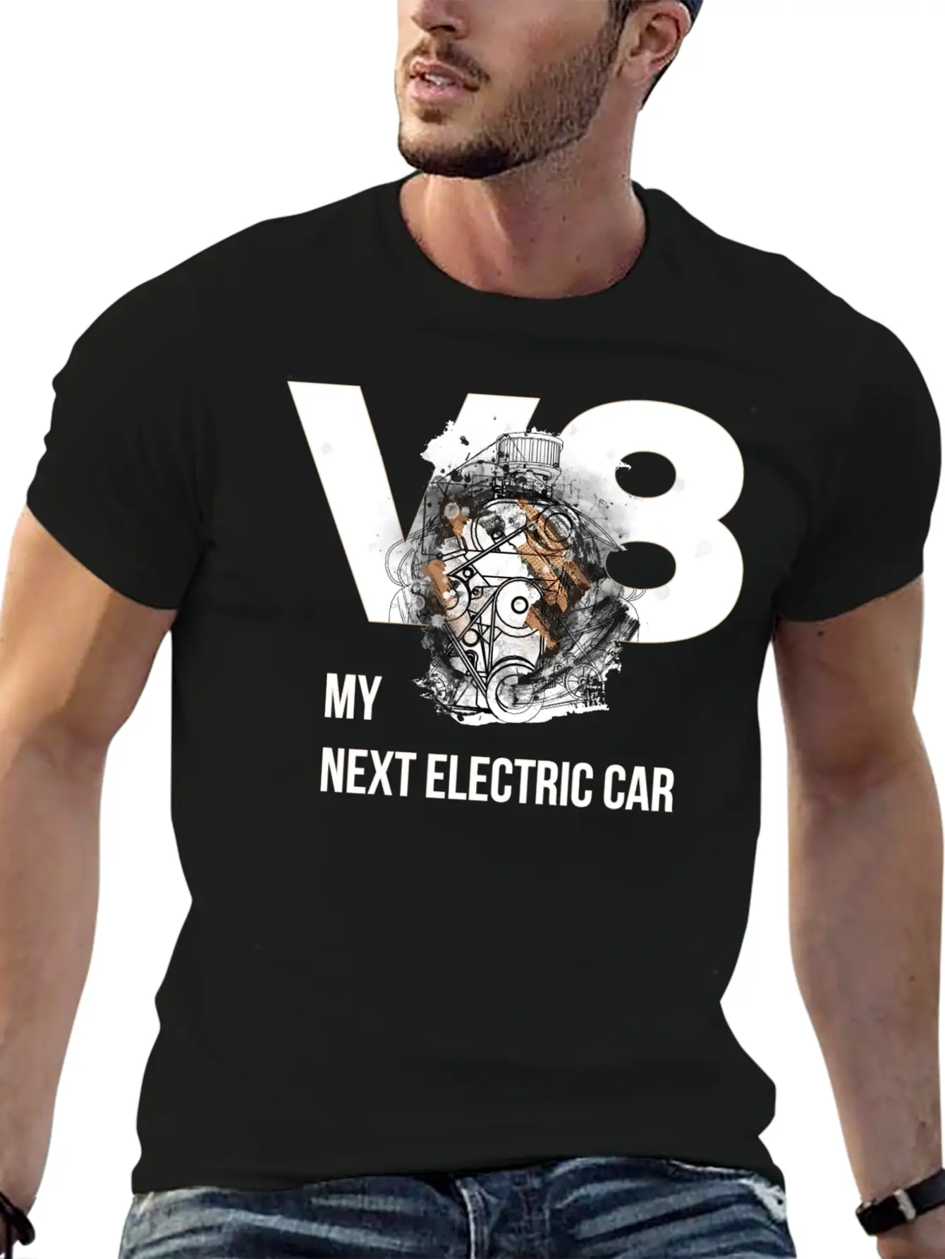 ART8NS V8 Electric Car By ART8NS Art ON Streetwear Modern Fit Casual T-Shirt – Clean And Versatile Design