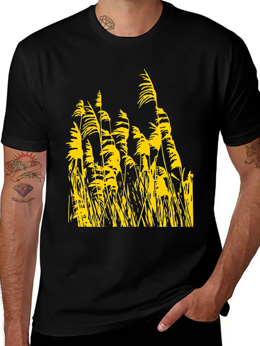 Artistic Gold/silver Metalic Reed Grass Nature Lightweight Cotton T-Shirt – Daily Comfort Graphic Shirt