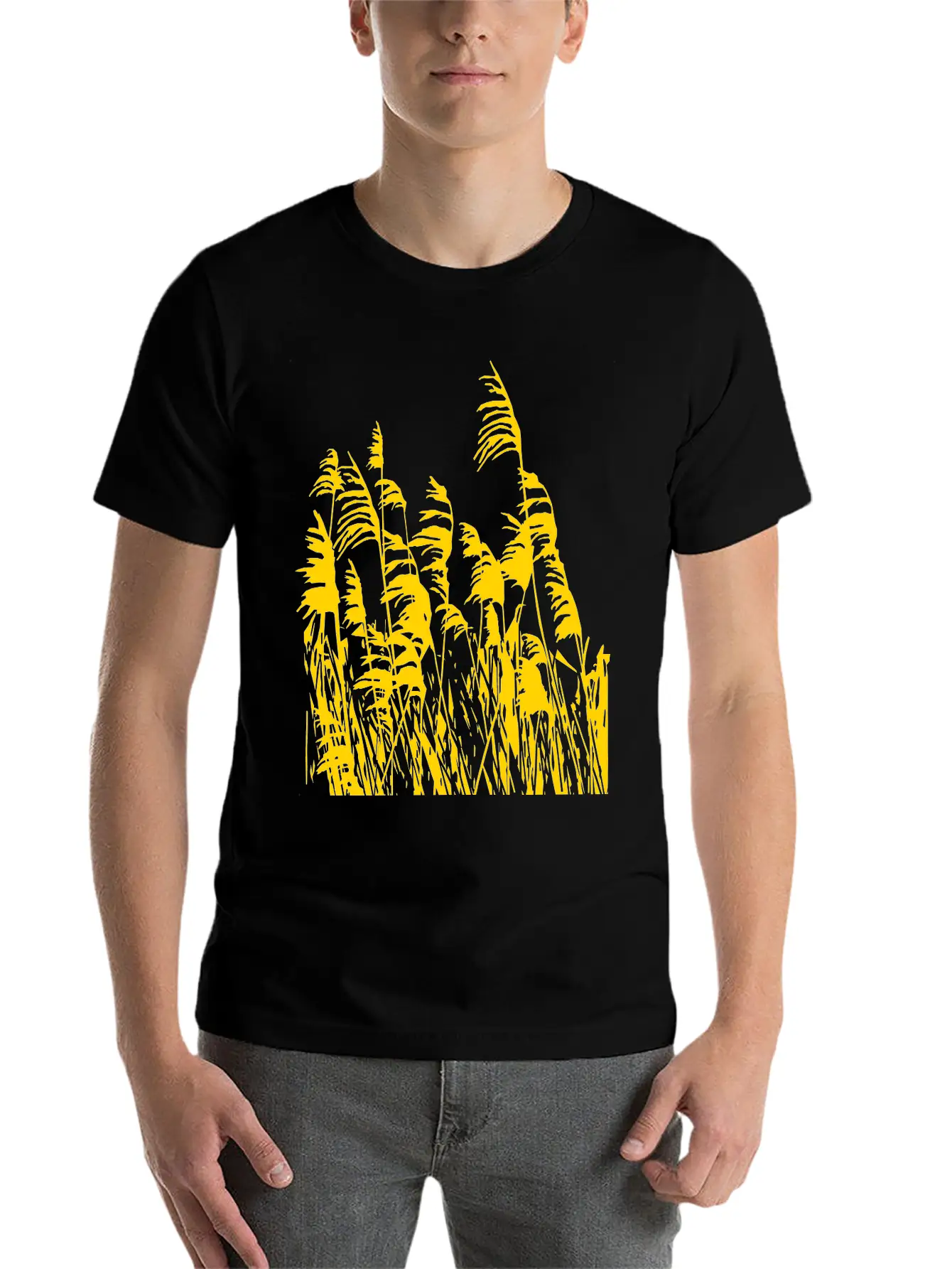 Artistic Gold/silver Metalic Reed Grass Nature Lightweight Cotton T-Shirt – Daily Comfort Graphic Shirt