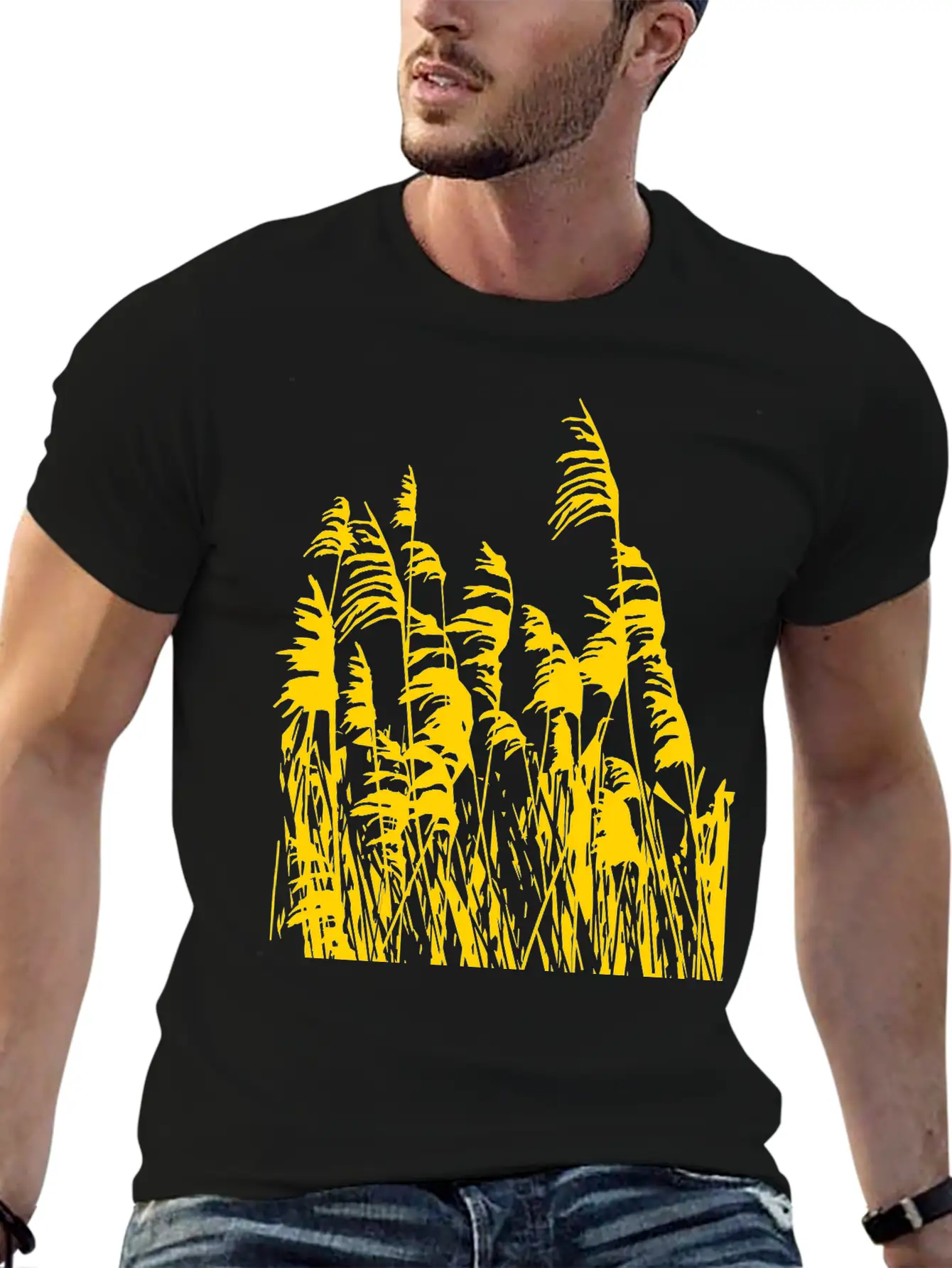Artistic Gold/silver Metalic Reed Grass Nature Lightweight Cotton T-Shirt – Daily Comfort Graphic Shirt