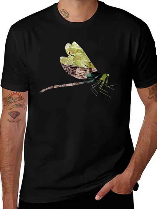 ArtTS Collage Art DAMSELFLY Greenz Bluz Unisex Casual T-Shirt – Clean Design For Daily Comfort