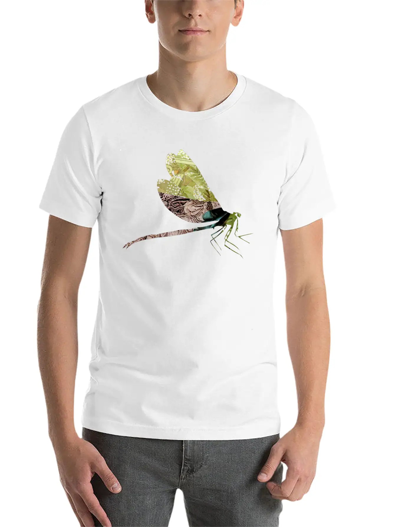 ArtTS Collage Art DAMSELFLY Greenz Bluz Unisex Casual T-Shirt – Clean Design For Daily Comfort