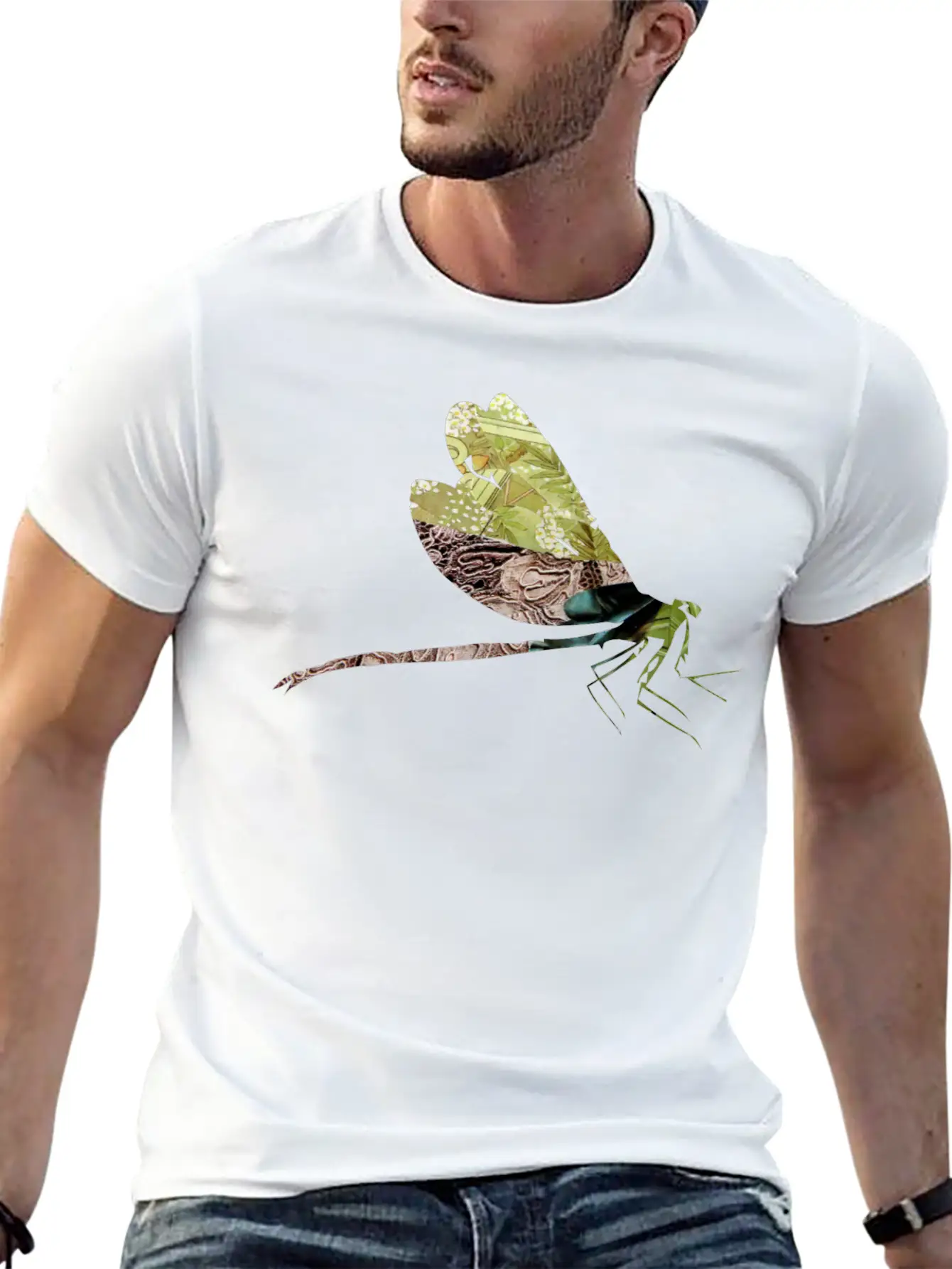 ArtTS Collage Art DAMSELFLY Greenz Bluz Unisex Casual T-Shirt – Clean Design For Daily Comfort