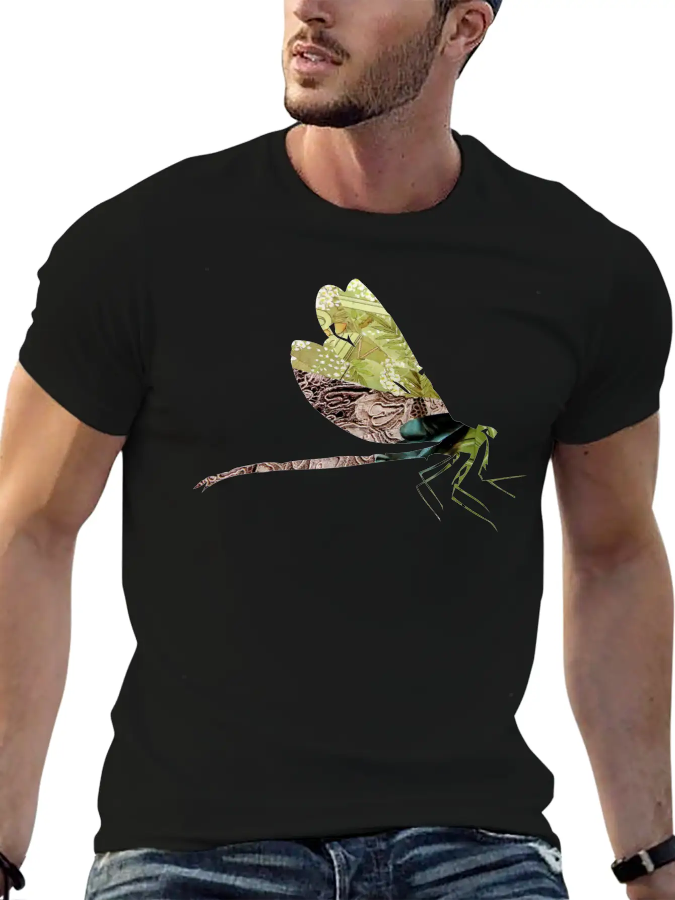 ArtTS Collage Art DAMSELFLY Greenz Bluz Unisex Casual T-Shirt – Clean Design For Daily Comfort