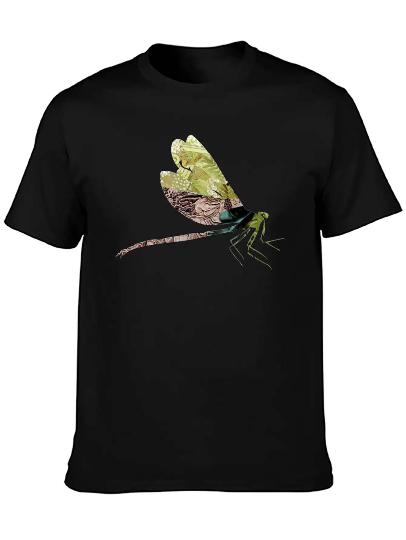 ArtTS Collage Art DAMSELFLY Greenz Bluz Unisex Casual T-Shirt – Clean Design For Daily Comfort