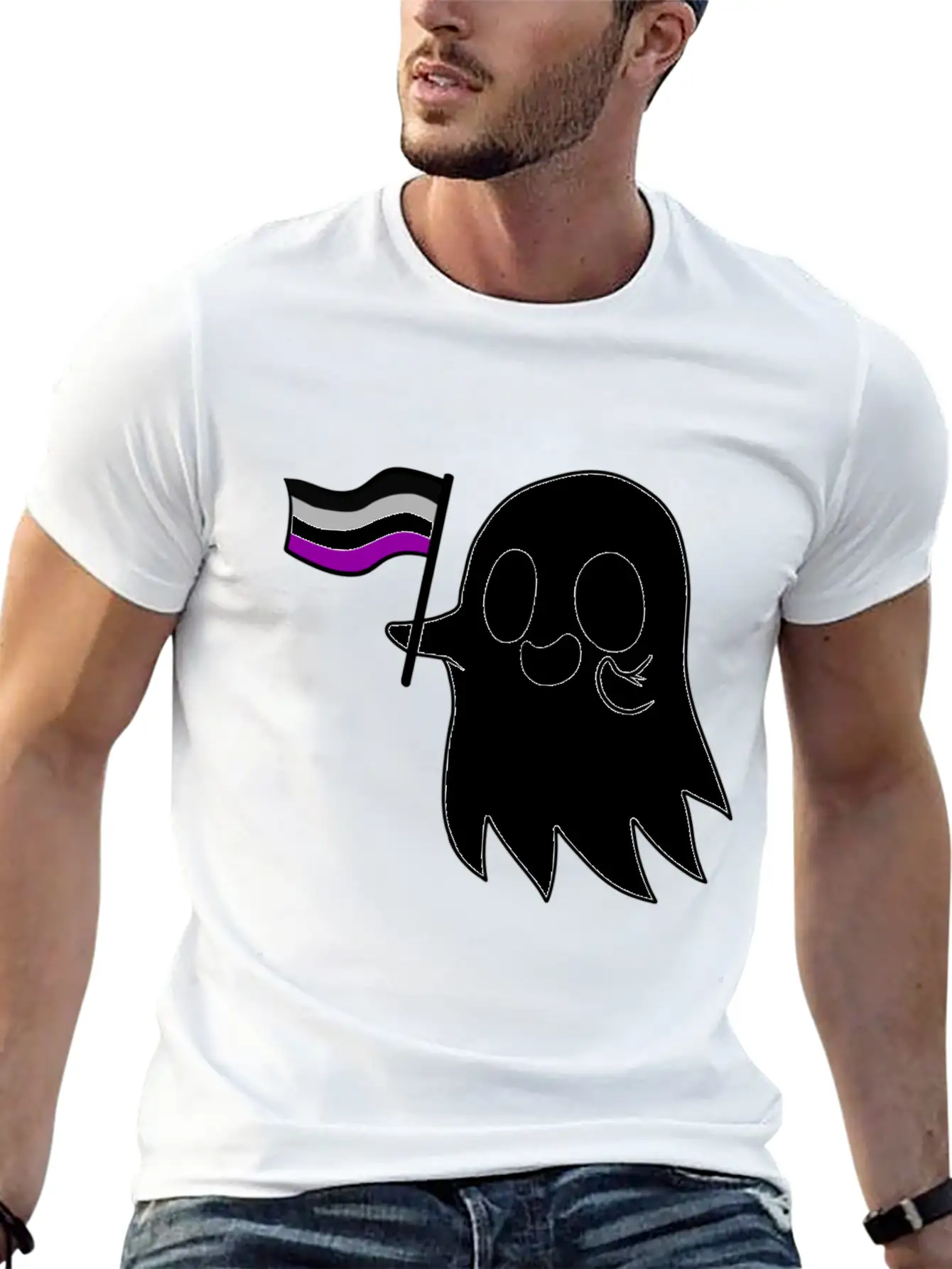 Asexual Pride Ghost Classic T Shirt Classic Fit Graphic Tee For Daily Comfort – Unisex Cotton Shirt