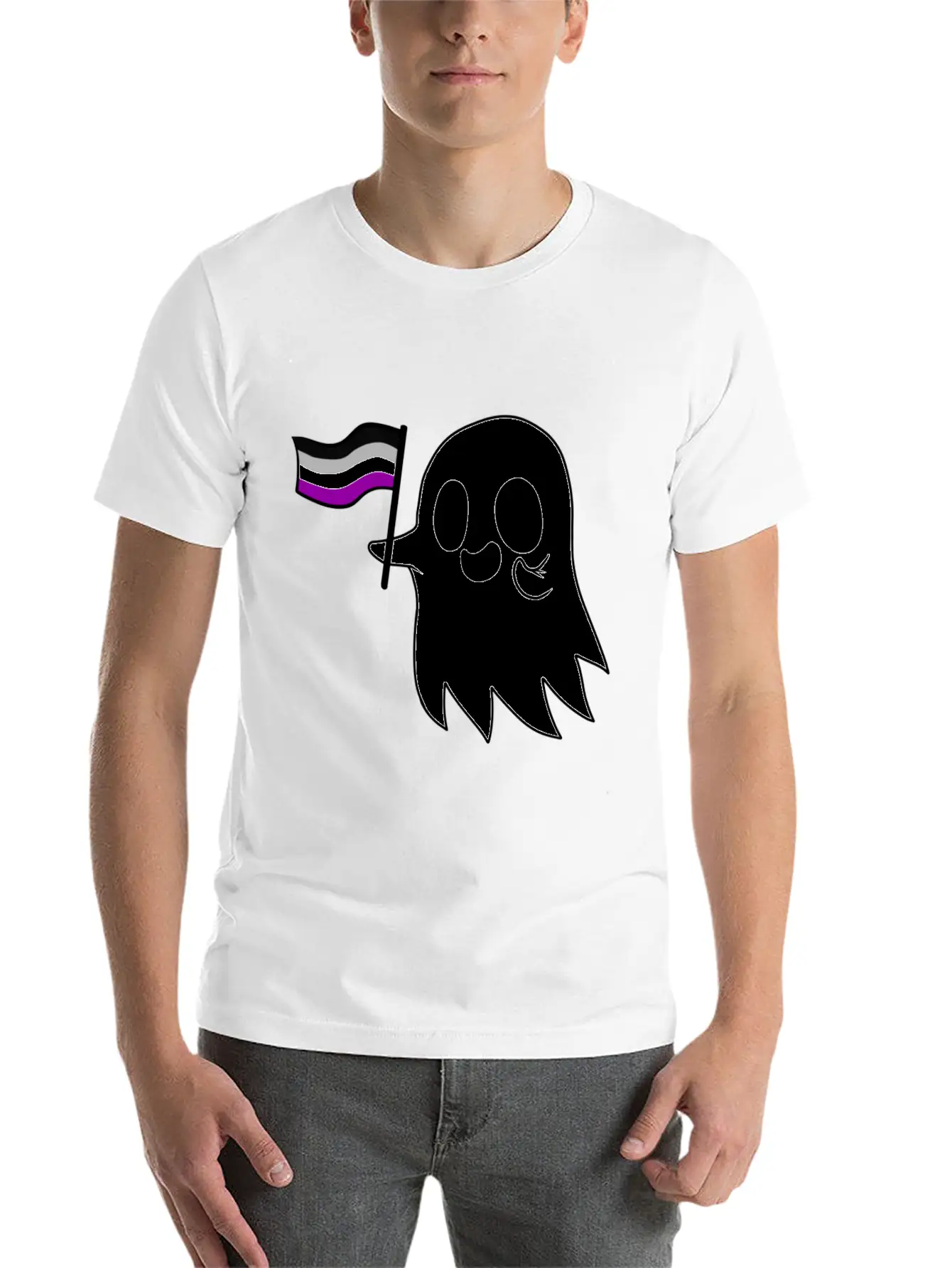 Asexual Pride Ghost Classic T Shirt Classic Fit Graphic Tee For Daily Comfort – Unisex Cotton Shirt