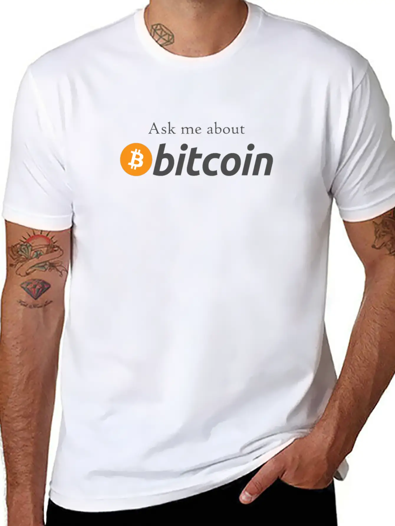 Ask Me About Bitcoin I Cool BTC Fun Design Essential Cotton Tee For Daily Outfits – Unisex Style