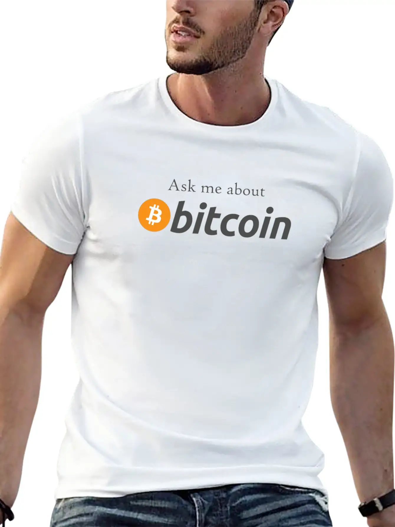 Ask Me About Bitcoin I Cool BTC Fun Design Essential Cotton Tee For Daily Outfits – Unisex Style