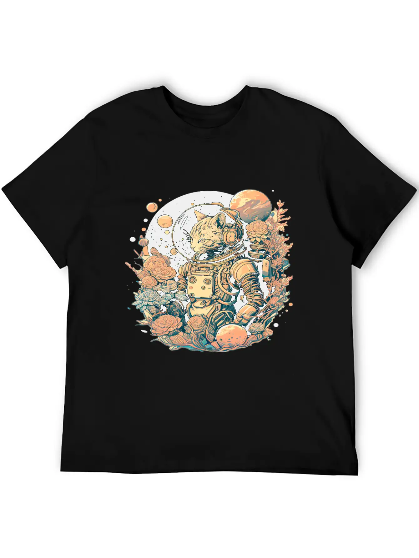 Astronaut Cat Tee With A Pop Of Color Modern Fit Casual T-Shirt – Clean And Versatile Design