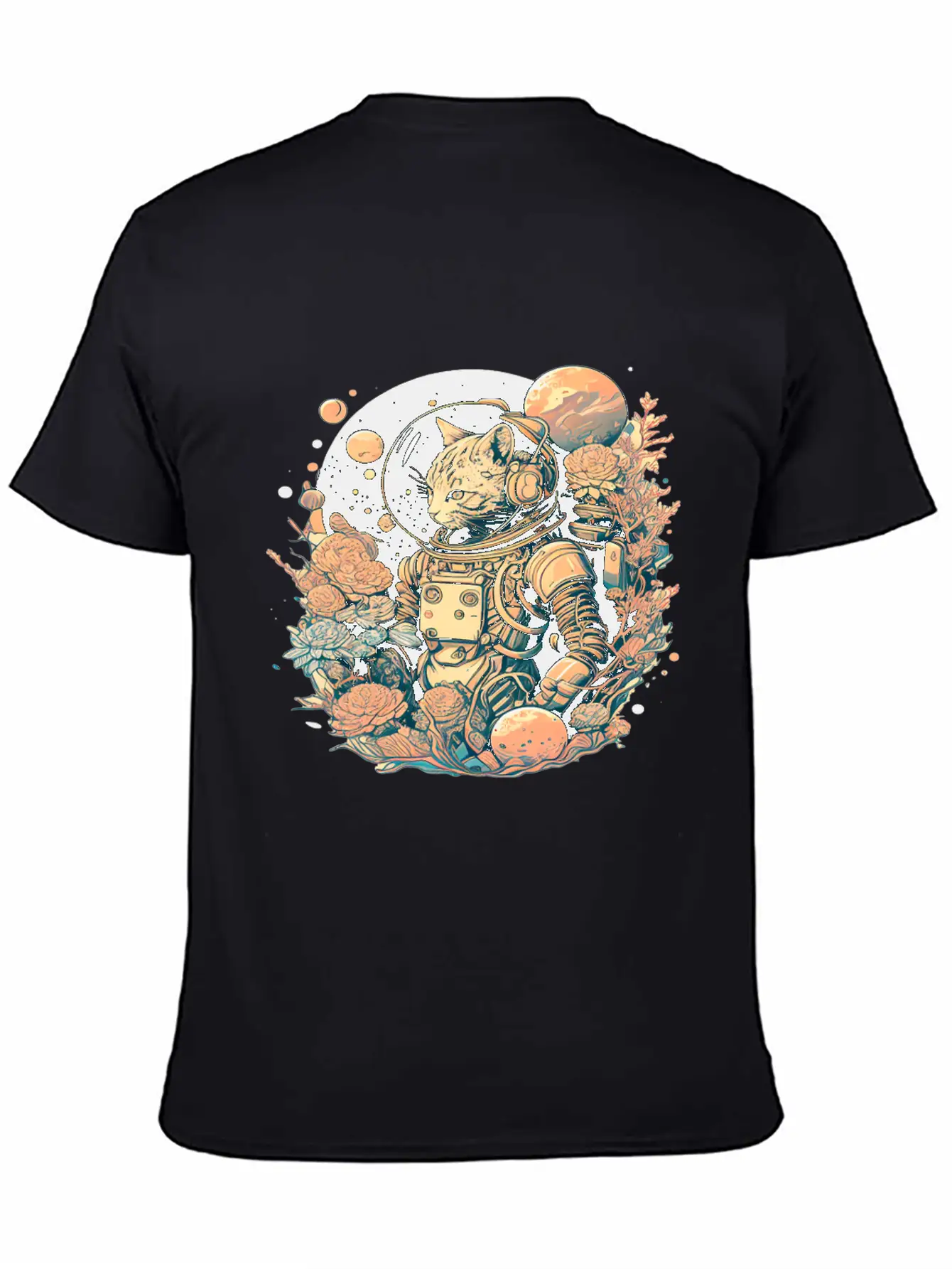 Astronaut Cat Tee With A Pop Of Color Modern Fit Casual T-Shirt – Clean And Versatile Design