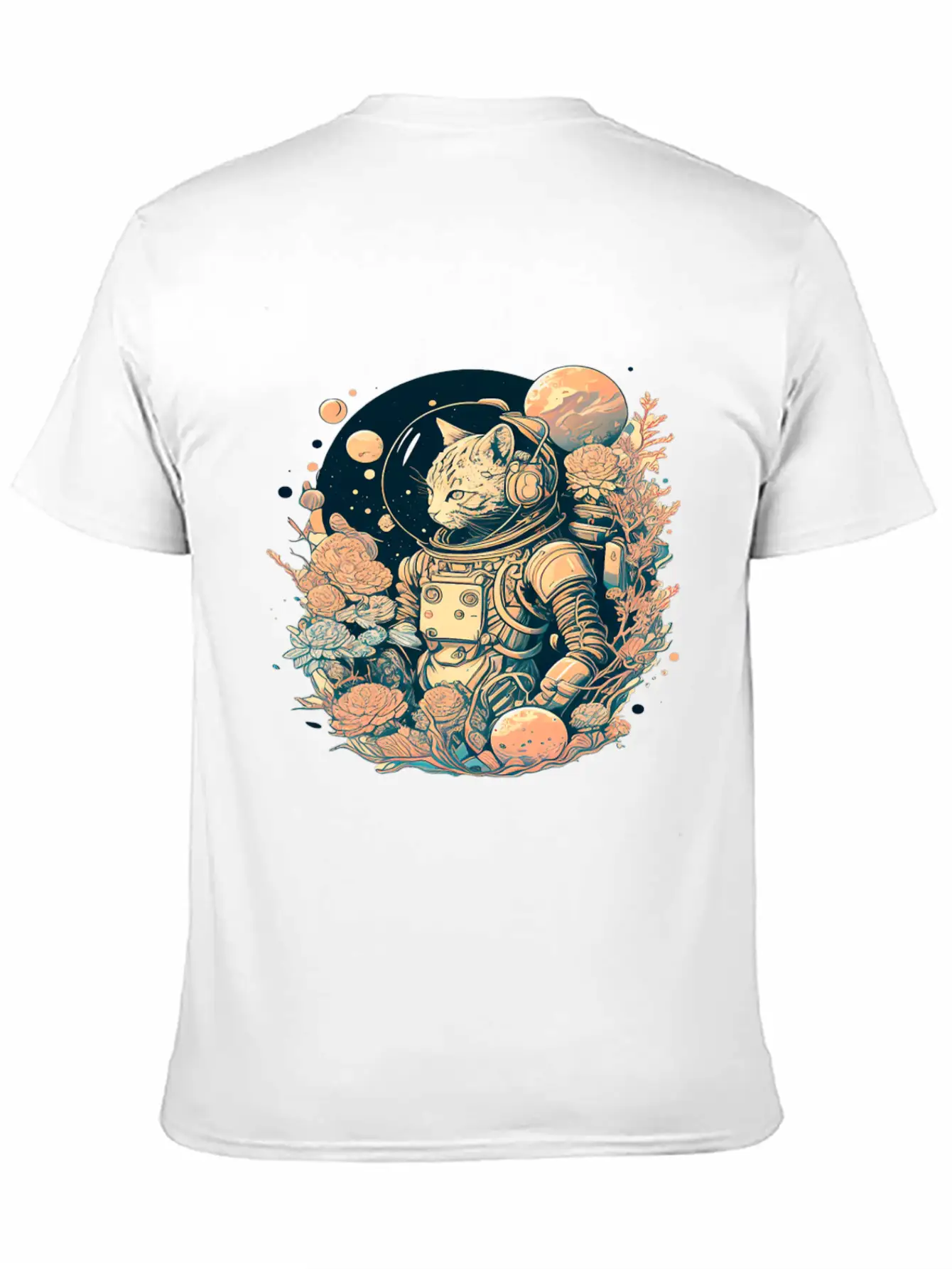 Astronaut Cat Tee With A Pop Of Color Modern Fit Casual T-Shirt – Clean And Versatile Design