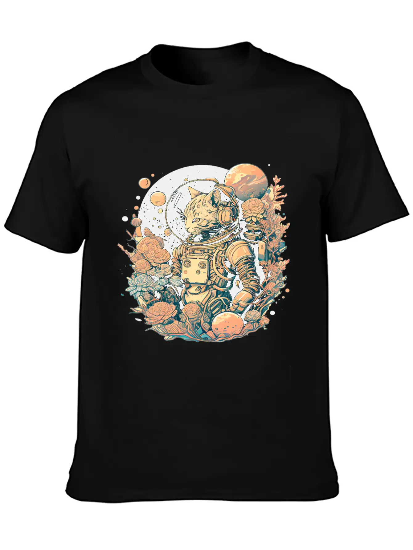 Astronaut Cat Tee With A Pop Of Color Modern Fit Casual T-Shirt – Clean And Versatile Design