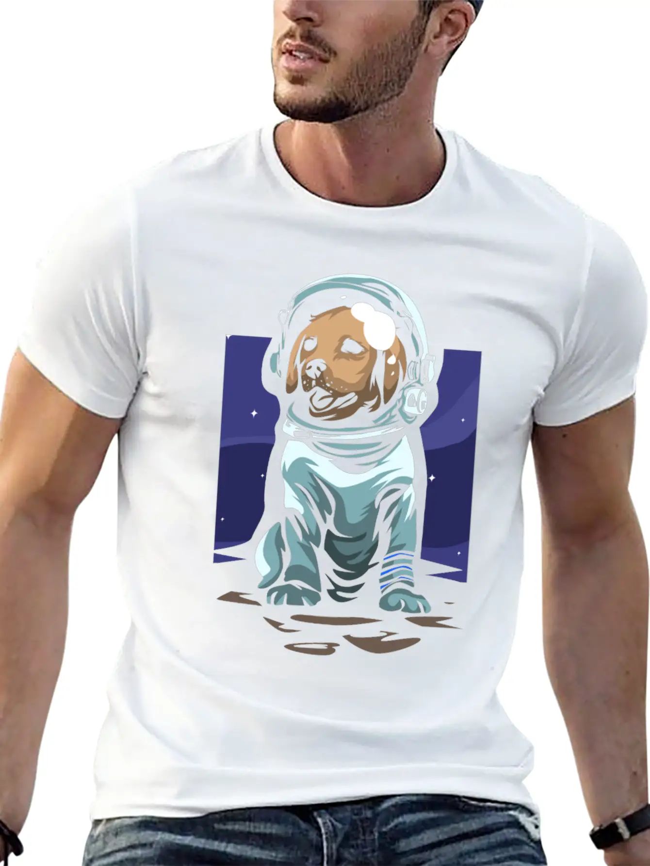 Astronaut Dog Basic Graphic T-Shirt – Daily Comfort In Soft Cotton