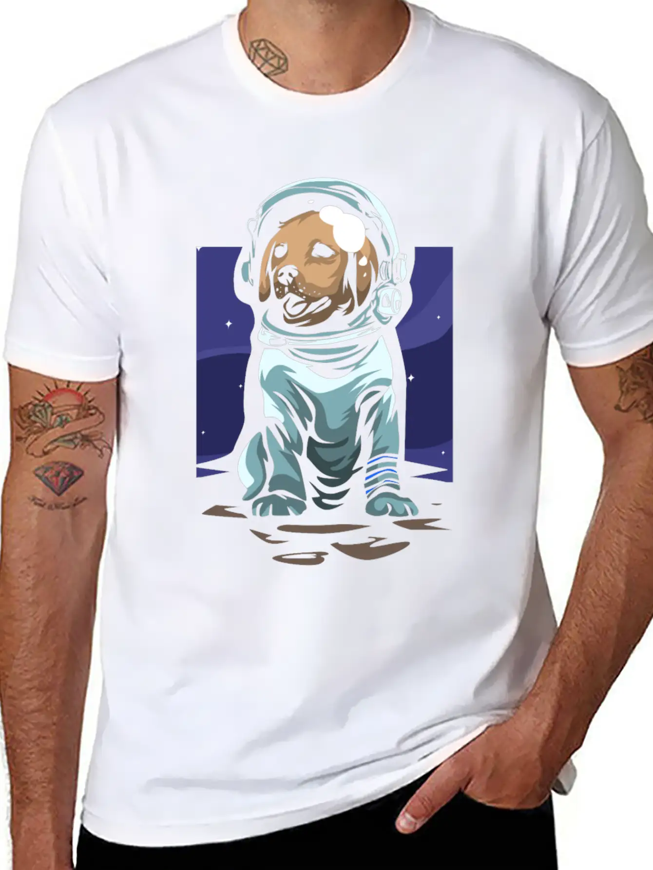 Astronaut Dog Basic Graphic T-Shirt – Daily Comfort In Soft Cotton