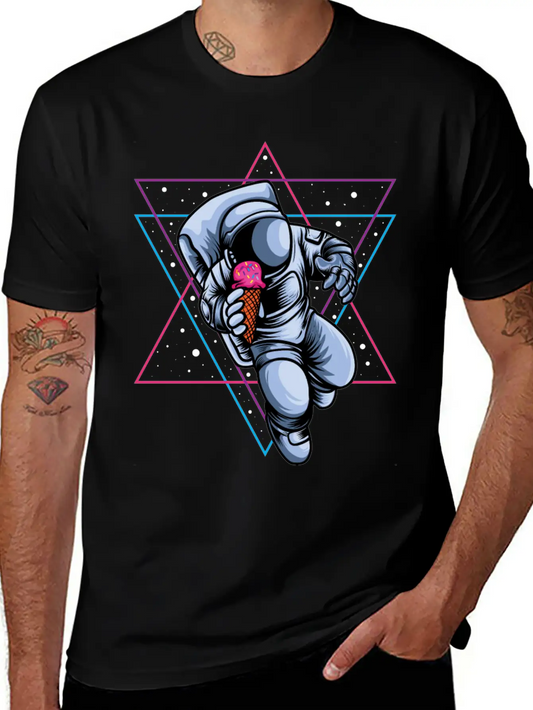 Astronaut Ice Cream Lovers Lightweight Cotton T-Shirt – Daily Comfort Graphic Shirt