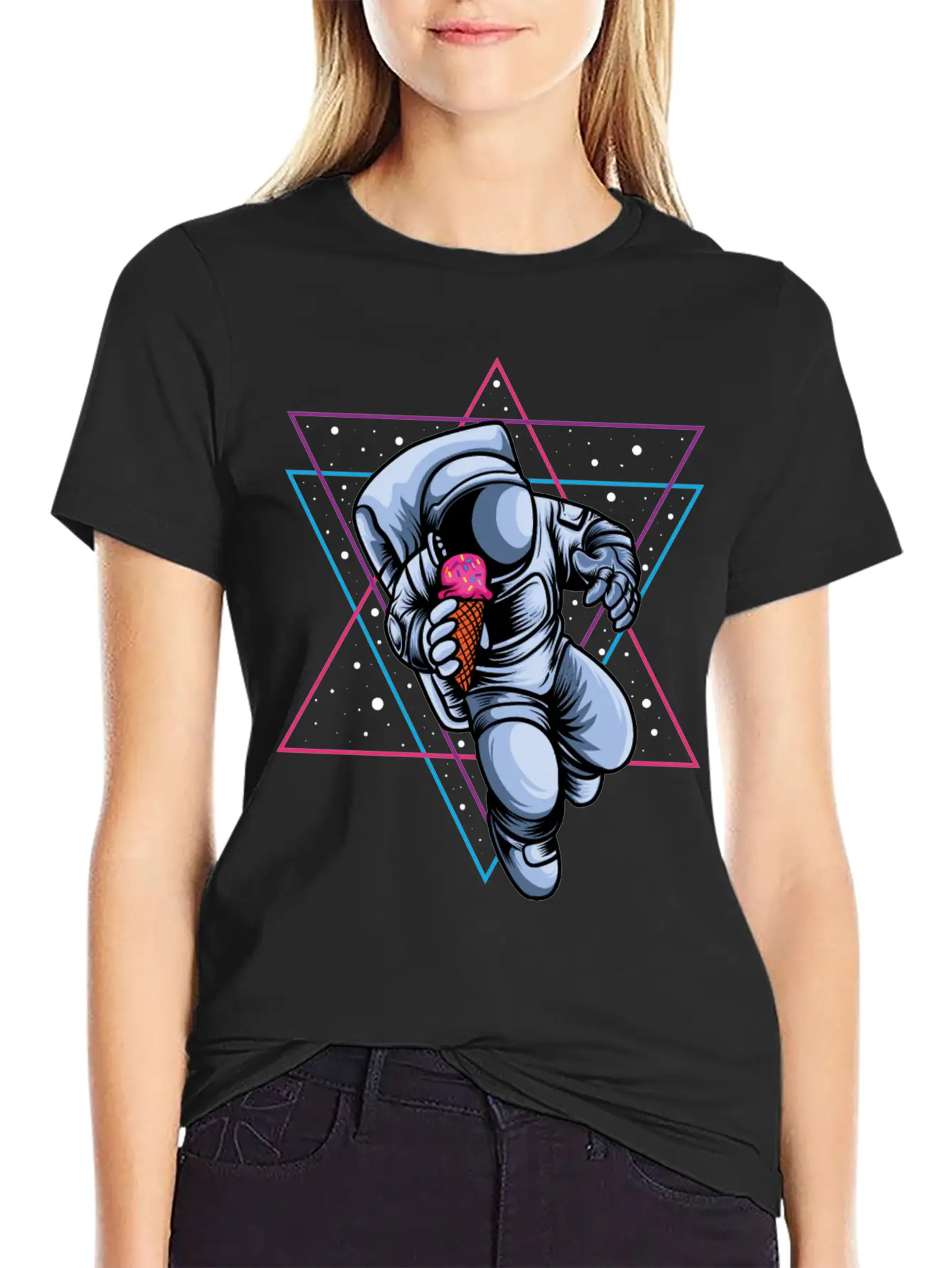 Astronaut Ice Cream Lovers Lightweight Cotton T-Shirt – Daily Comfort Graphic Shirt