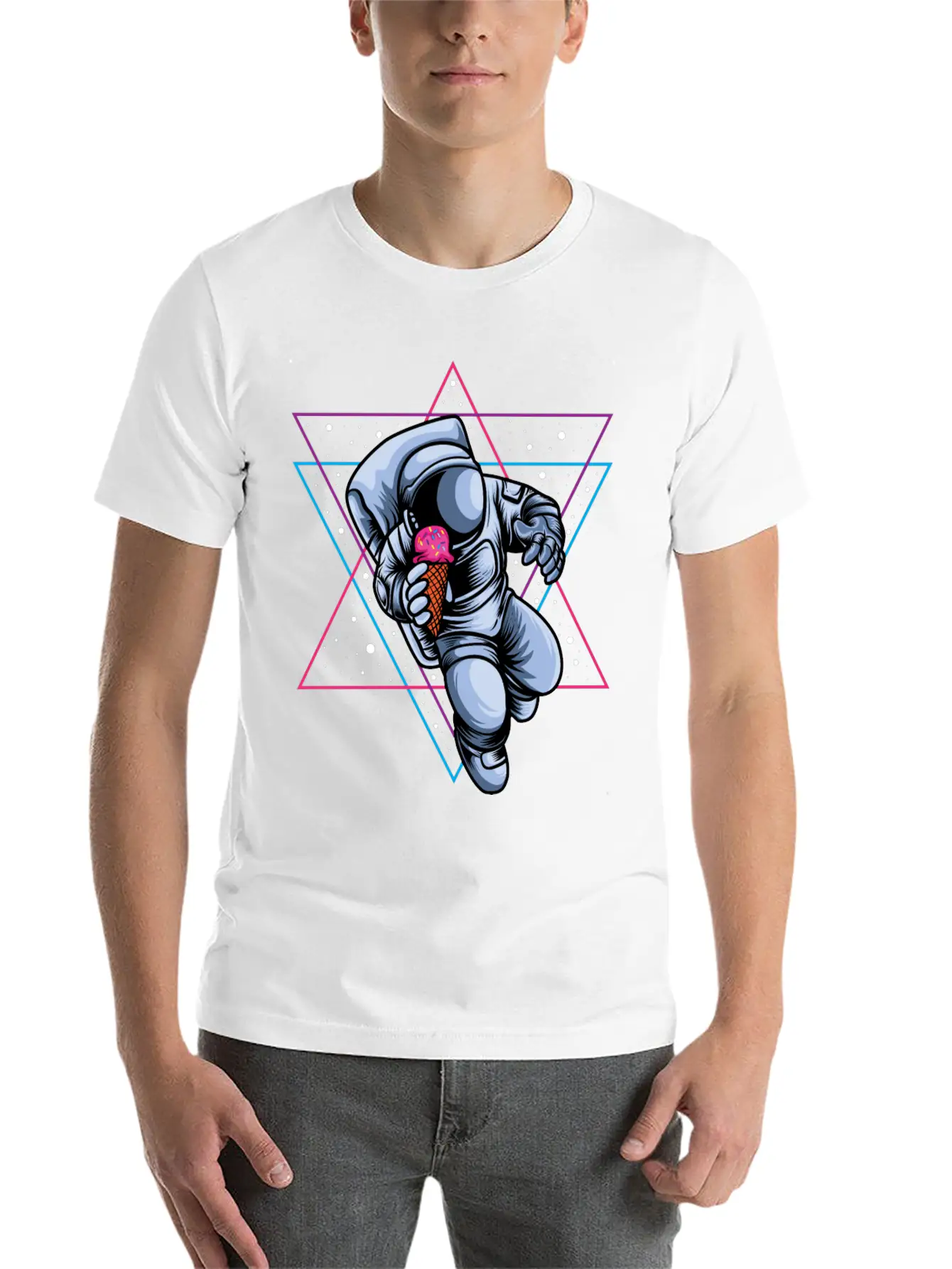 Astronaut Ice Cream Lovers Lightweight Cotton T-Shirt – Daily Comfort Graphic Shirt