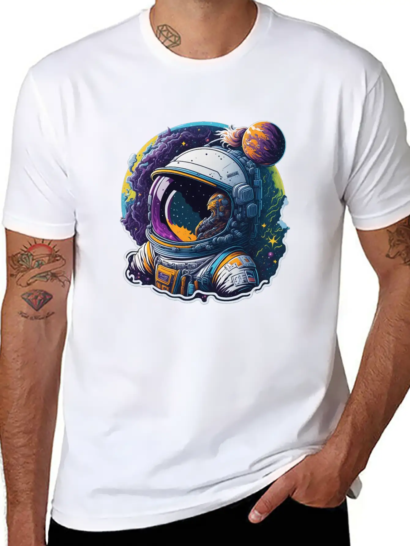 Astronaut Lost Planets Space Lightweight Cotton T-Shirt – Daily Comfort Graphic Shirt