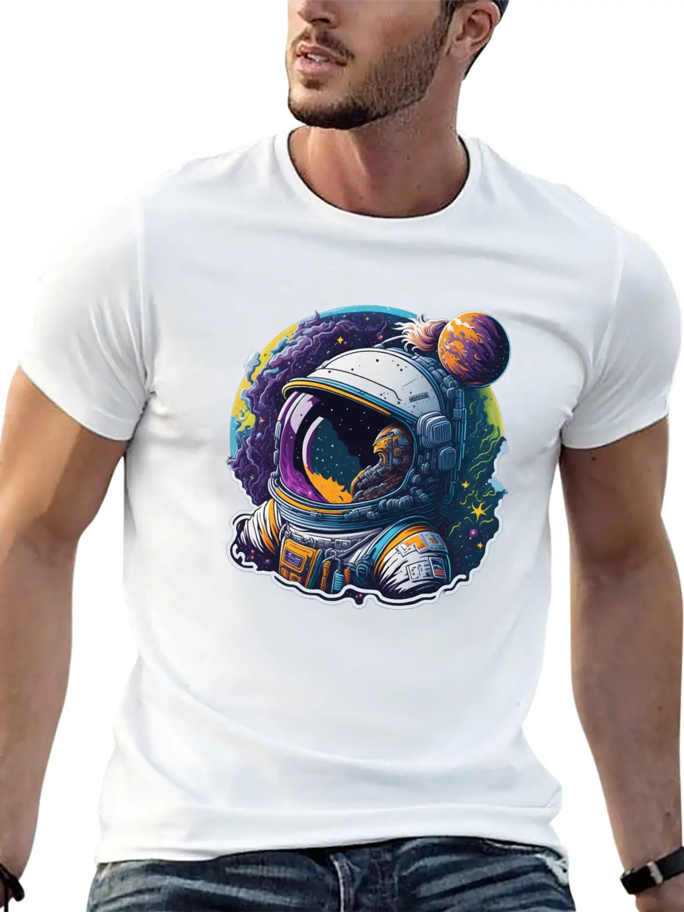 Astronaut Lost Planets Space Lightweight Cotton T-Shirt – Daily Comfort Graphic Shirt