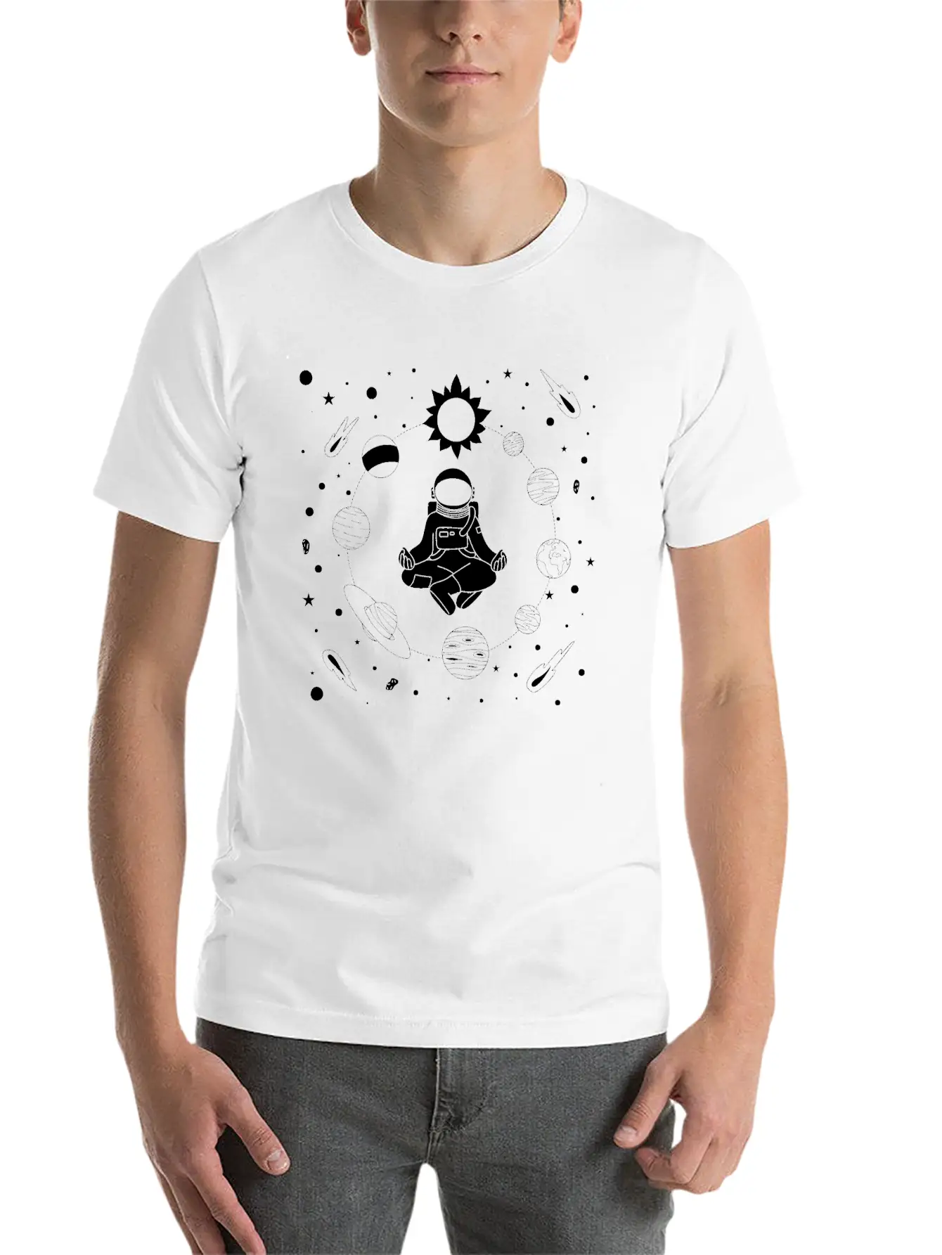 Astronaut Meditation Unisex Casual T-Shirt – Clean Design For Daily Comfort