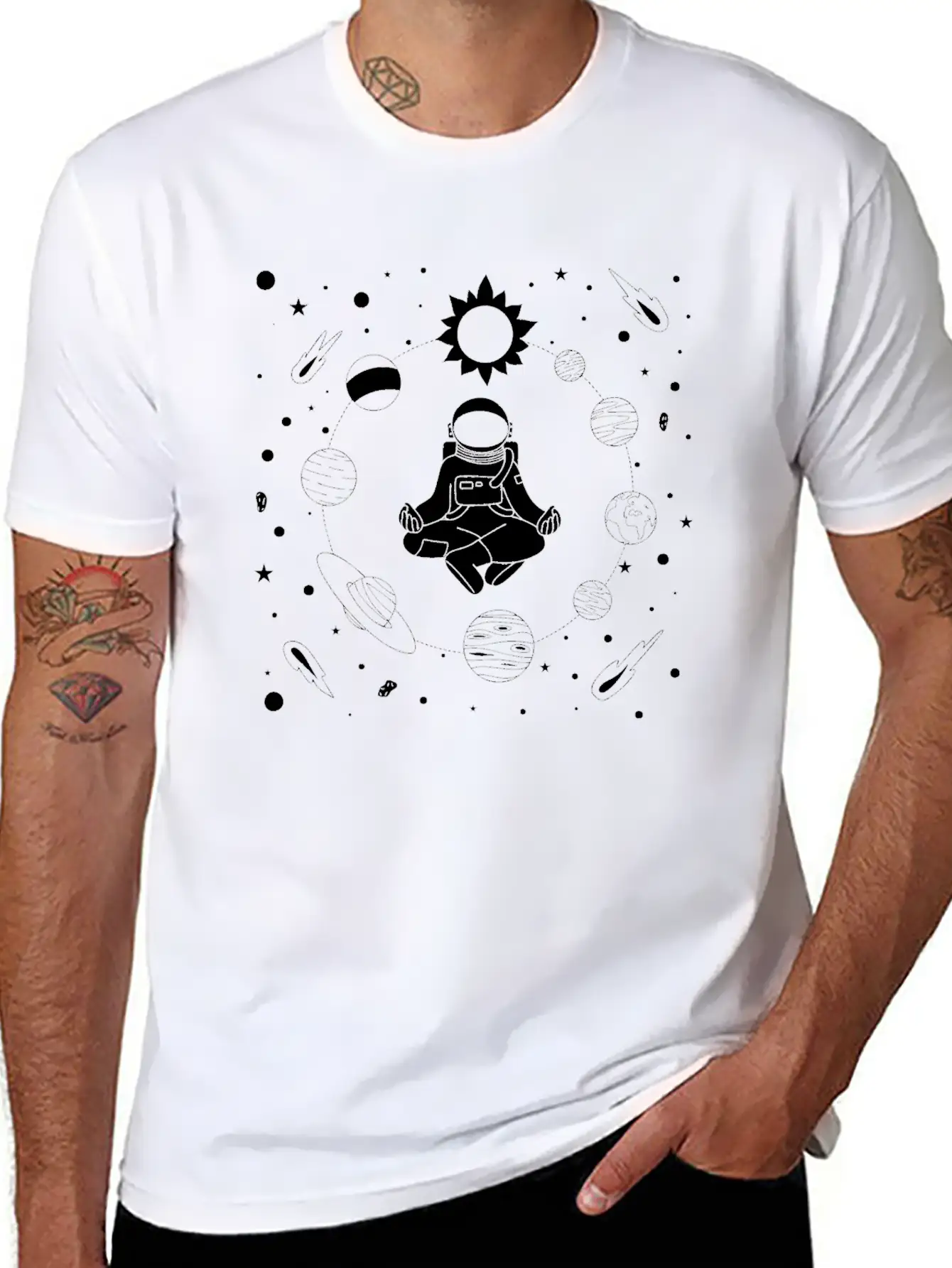 Astronaut Meditation Unisex Casual T-Shirt – Clean Design For Daily Comfort