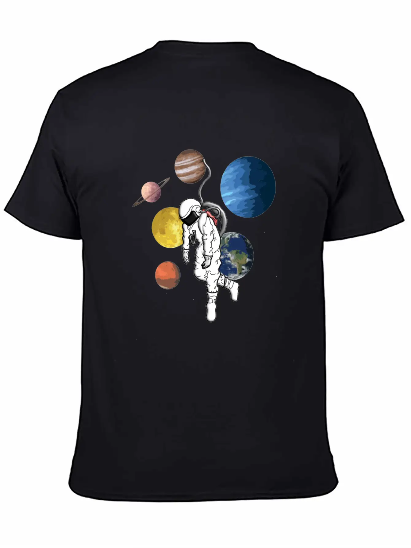 Astronaut Mit Planeten Essential Cotton Tee For Daily Outfits – Unisex Style
