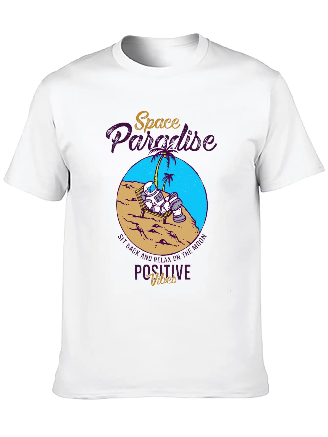 Astronaut Relax Moon With Beach View Paradise 80s Soft Cotton Short Sleeve Tee – Unisex Wardrobe Staple