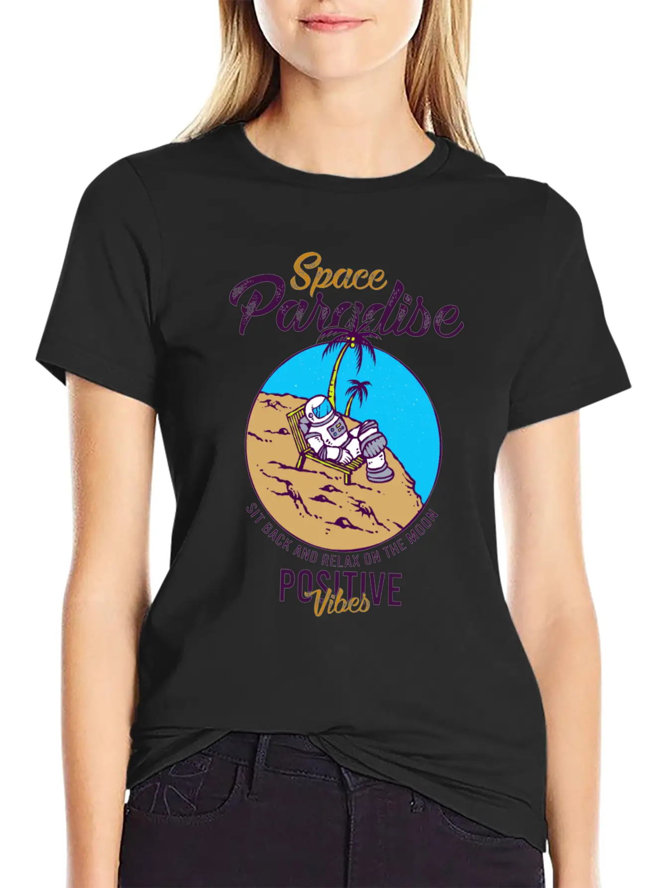 Astronaut Relax Moon With Beach View Paradise 80s Soft Cotton Short Sleeve Tee – Unisex Wardrobe Staple