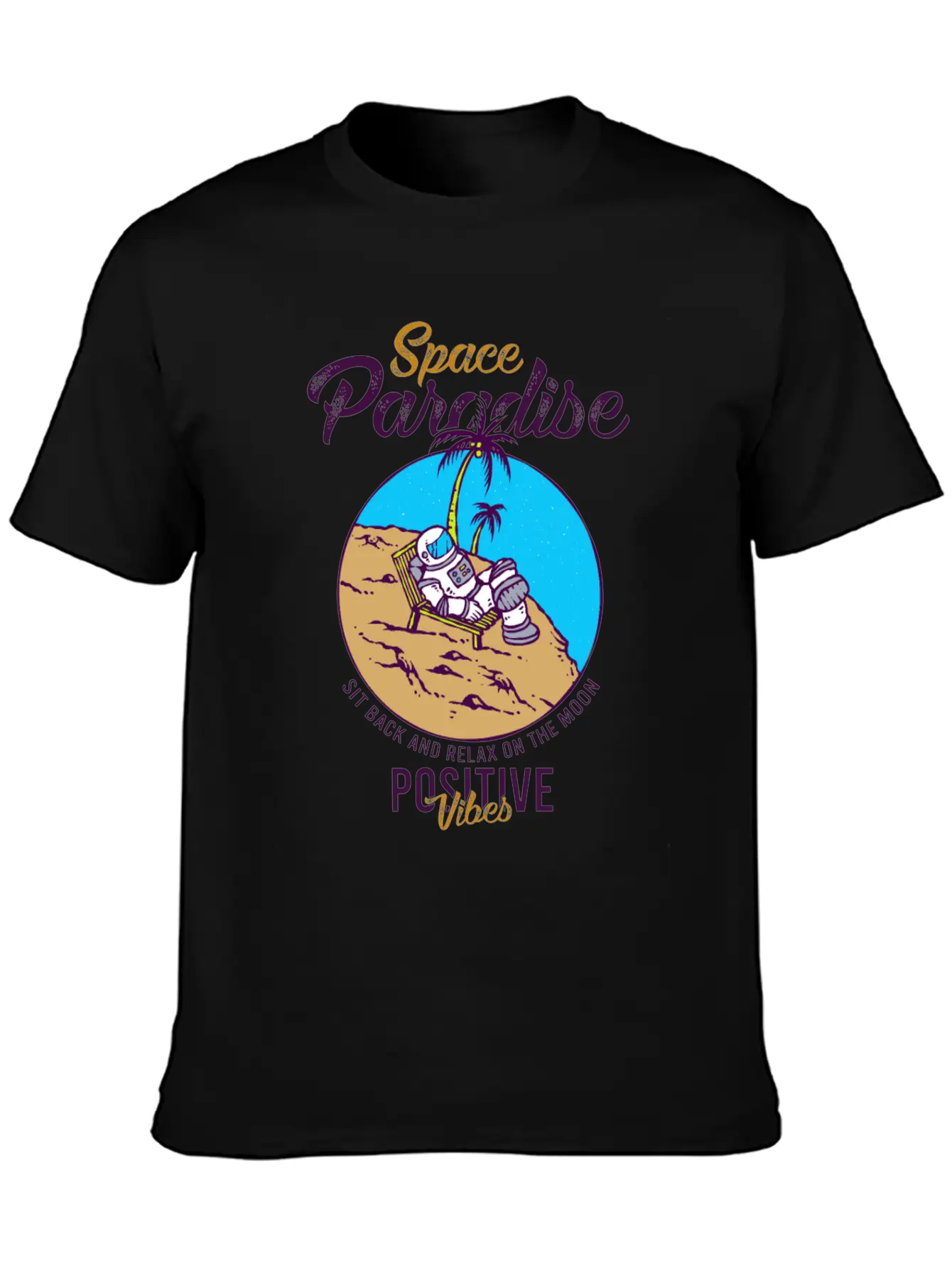 Astronaut Relax Moon With Beach View Paradise 80s Soft Cotton Short Sleeve Tee – Unisex Wardrobe Staple