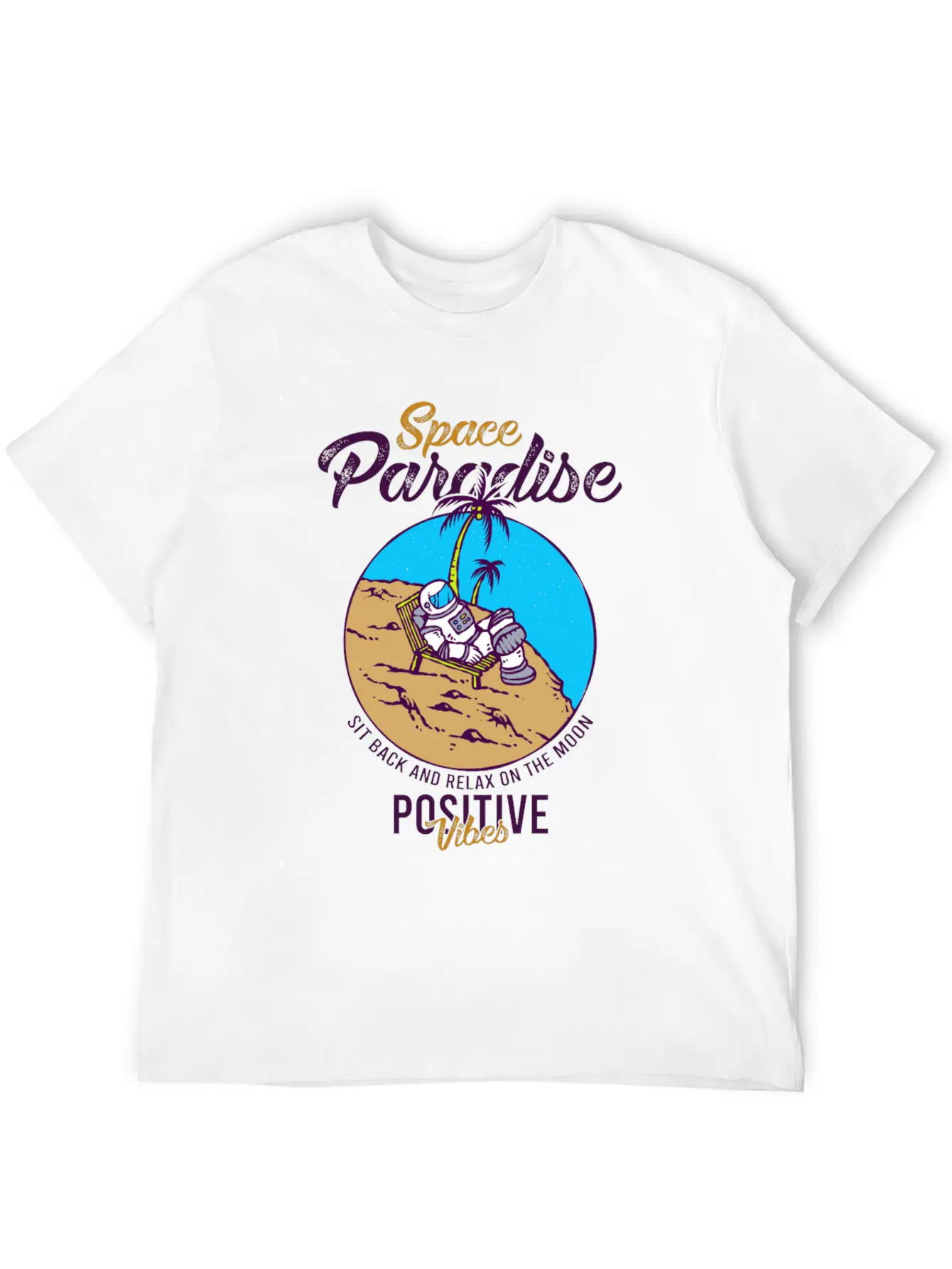 Astronaut Relax Moon With Beach View Paradise 80s Soft Cotton Short Sleeve Tee – Unisex Wardrobe Staple