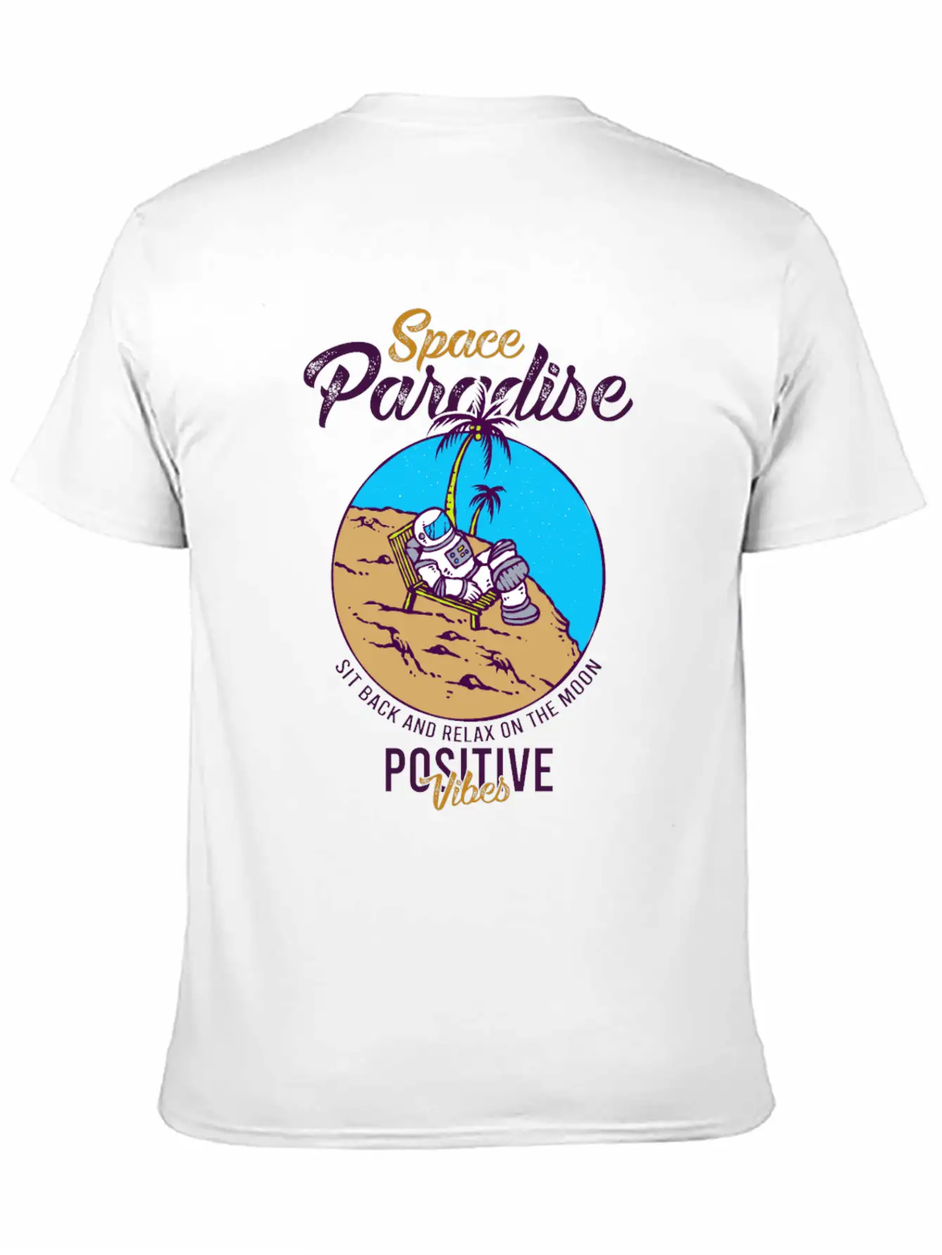 Astronaut Relax Moon With Beach View Paradise 80s Soft Cotton Short Sleeve Tee – Unisex Wardrobe Staple