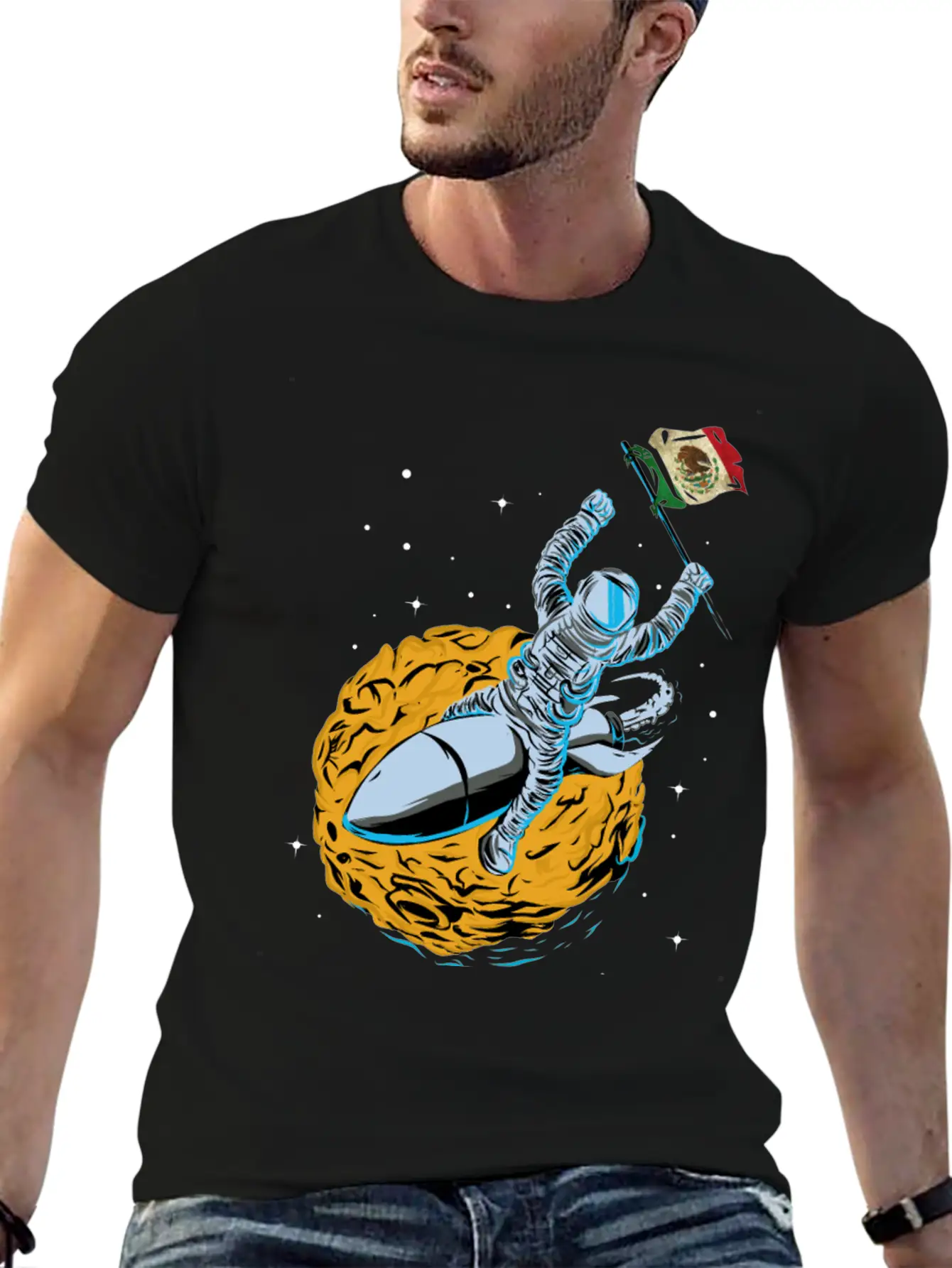Astronaut Space Flag Mexiko Unisex Casual T-Shirt – Clean Design For Daily Comfort