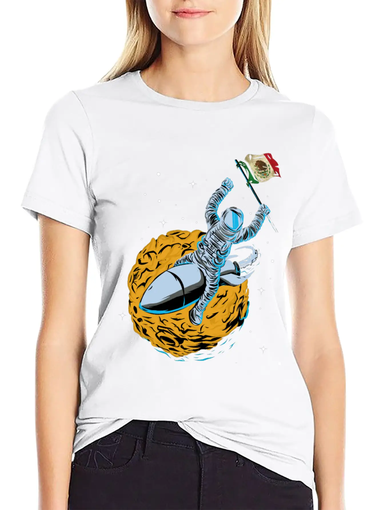 Astronaut Space Flag Mexiko Unisex Casual T-Shirt – Clean Design For Daily Comfort