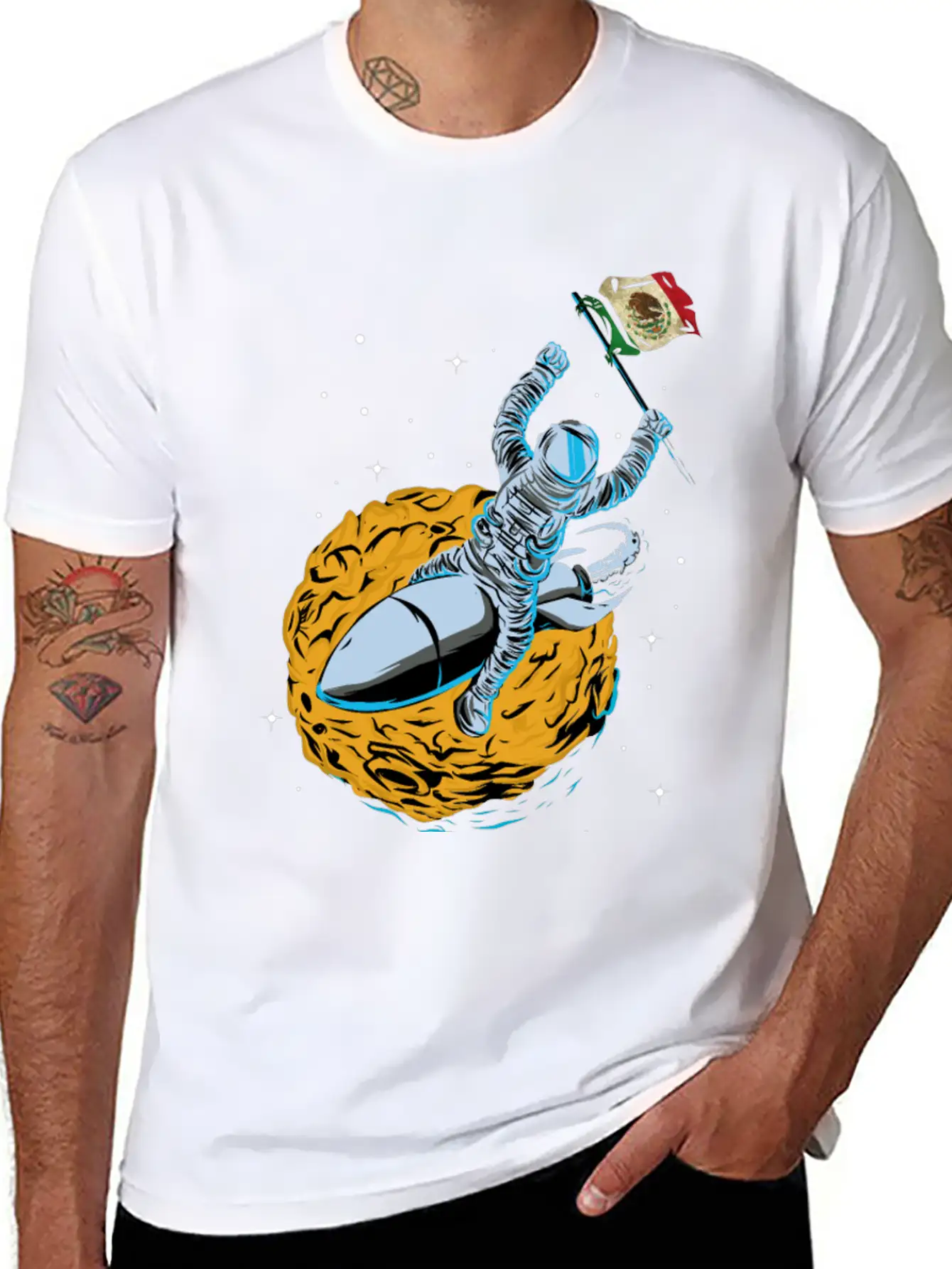 Astronaut Space Flag Mexiko Unisex Casual T-Shirt – Clean Design For Daily Comfort