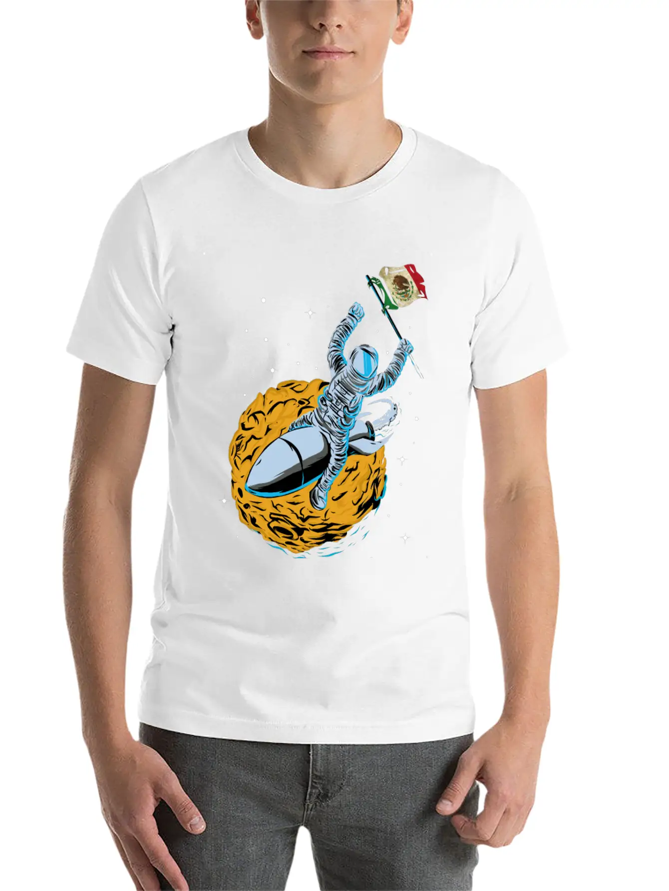 Astronaut Space Flag Mexiko Unisex Casual T-Shirt – Clean Design For Daily Comfort