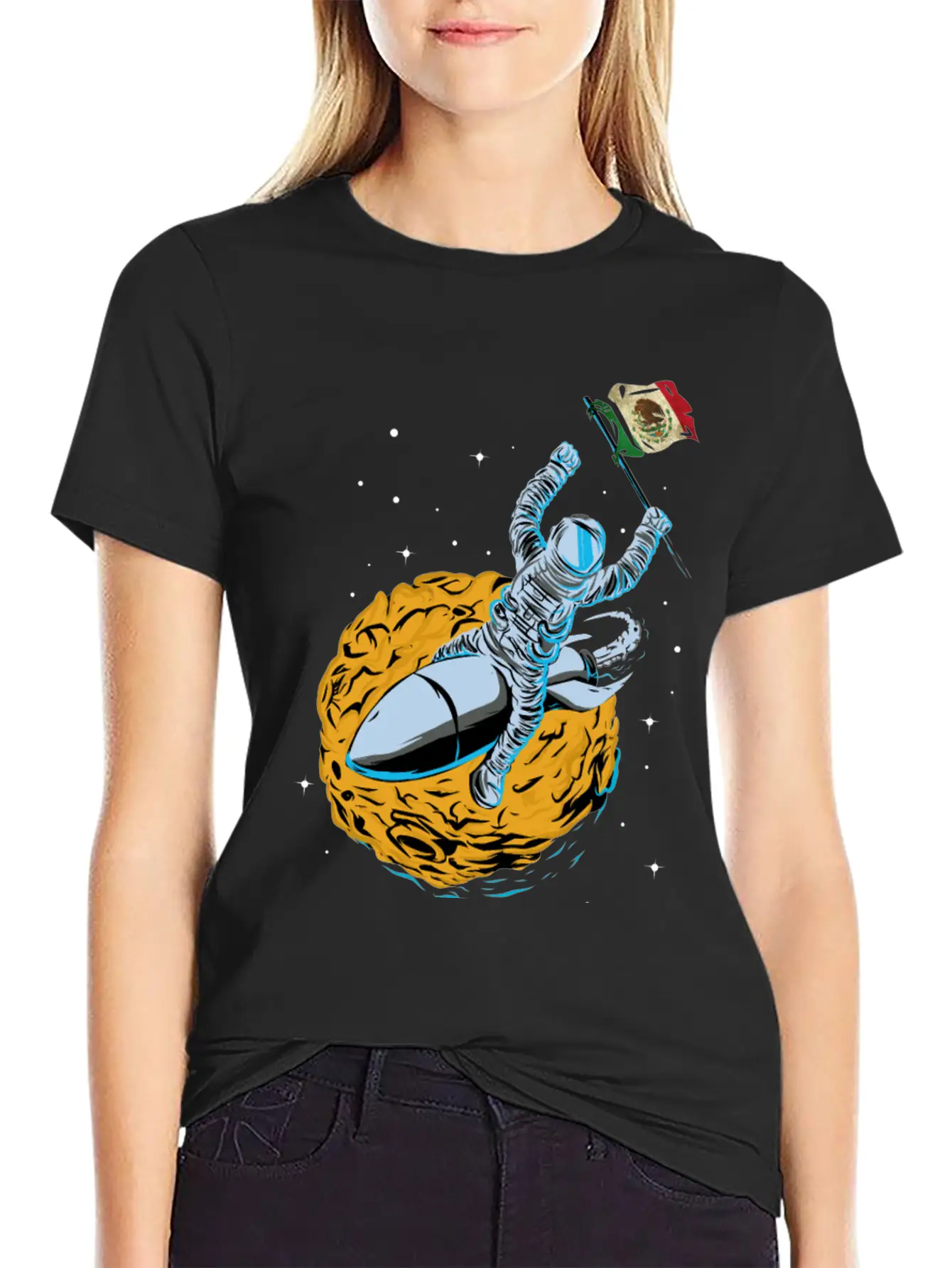 Astronaut Space Flag Mexiko Unisex Casual T-Shirt – Clean Design For Daily Comfort