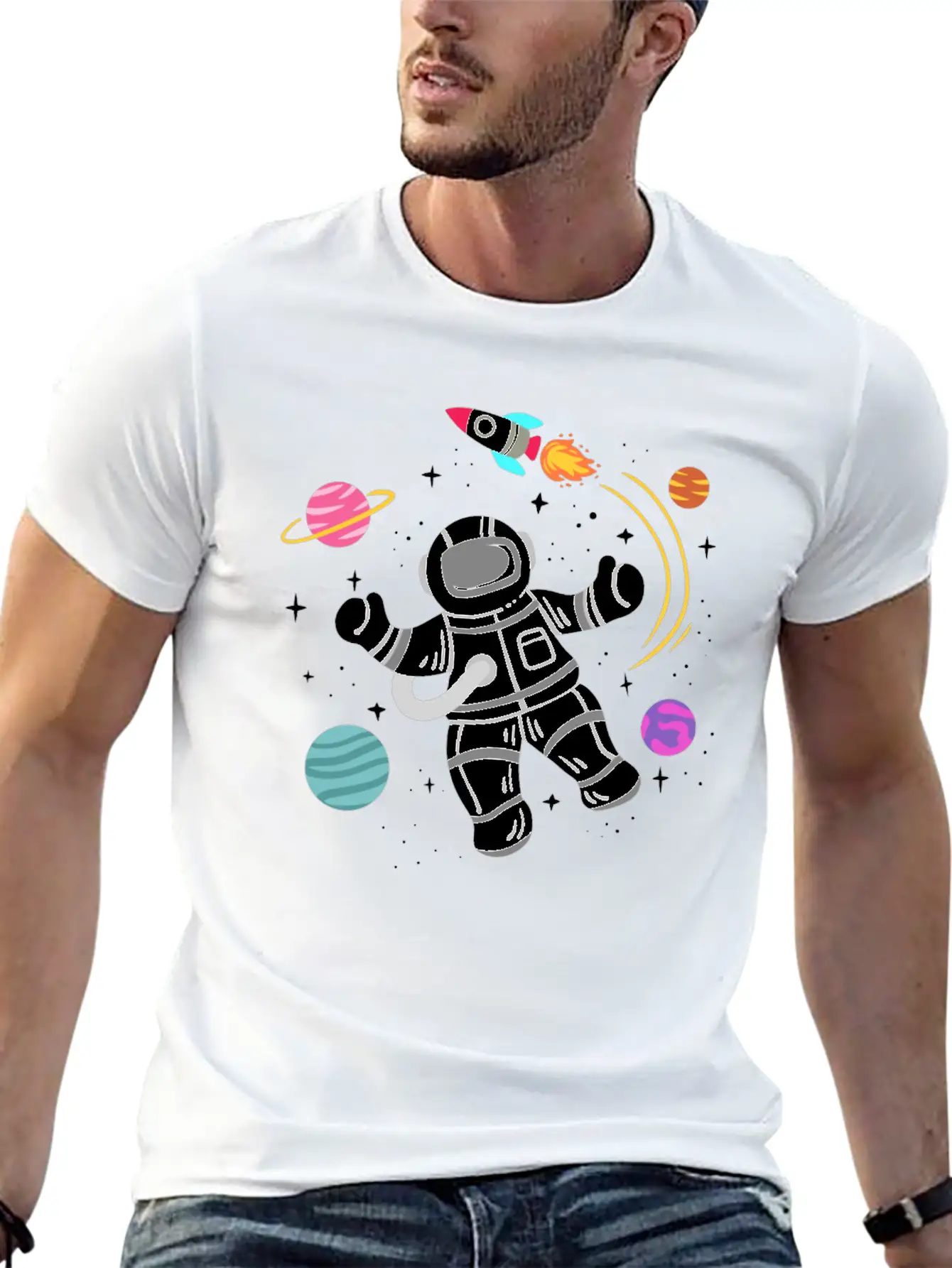Astronaut Space Modern Fit Casual T-Shirt ��� Clean And Versatile Design