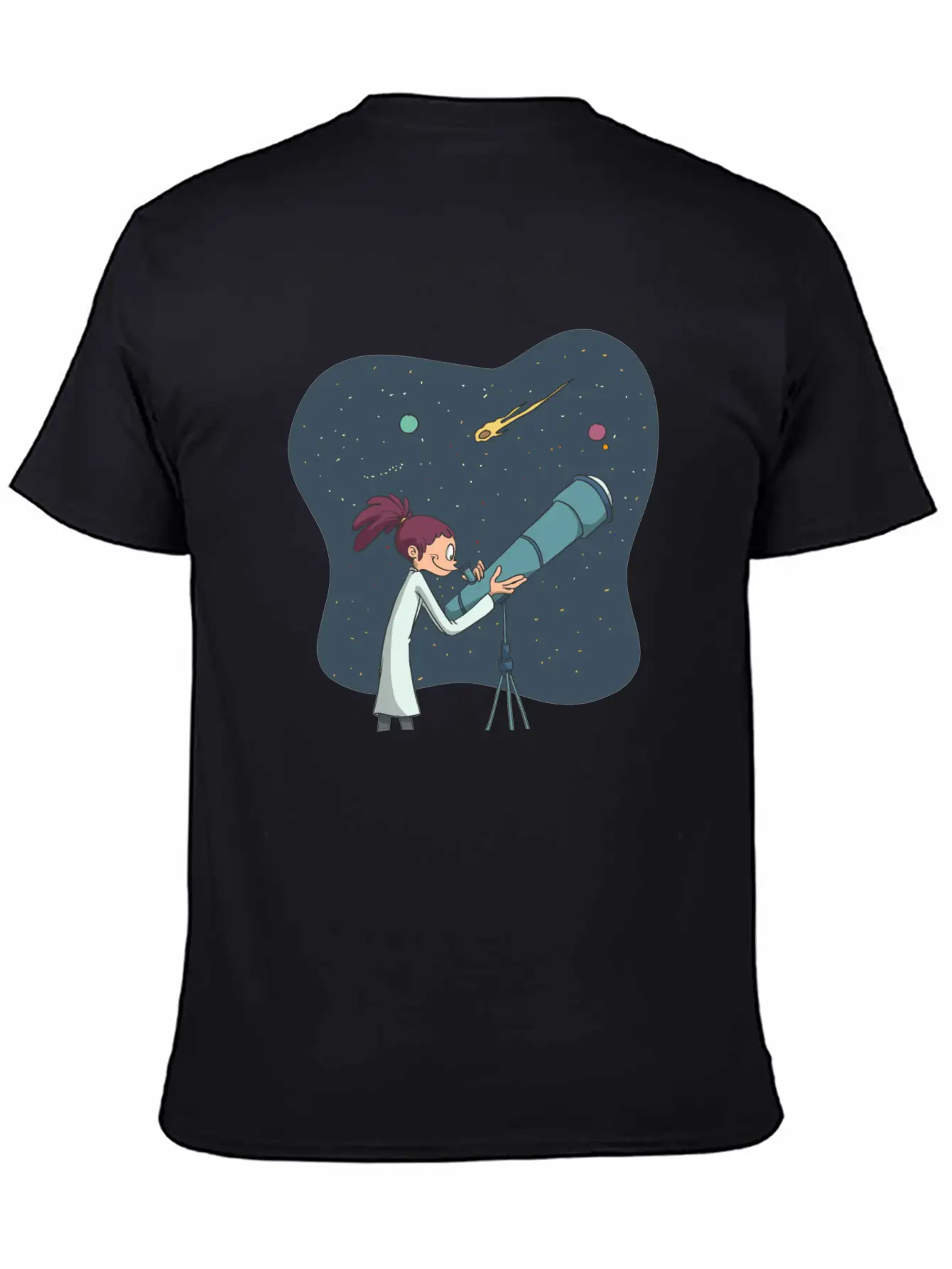 Astronomer With Telescope Unisex Casual T-Shirt – Clean Design For Daily Comfort