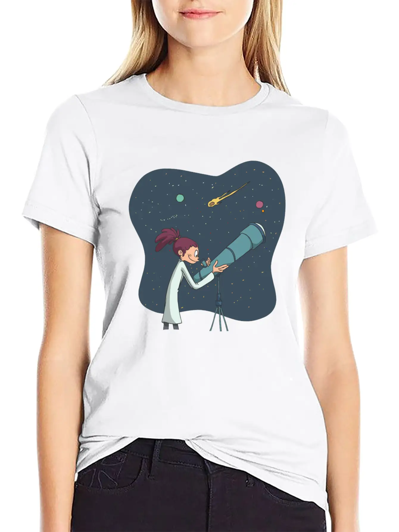 Astronomer With Telescope Unisex Casual T-Shirt – Clean Design For Daily Comfort