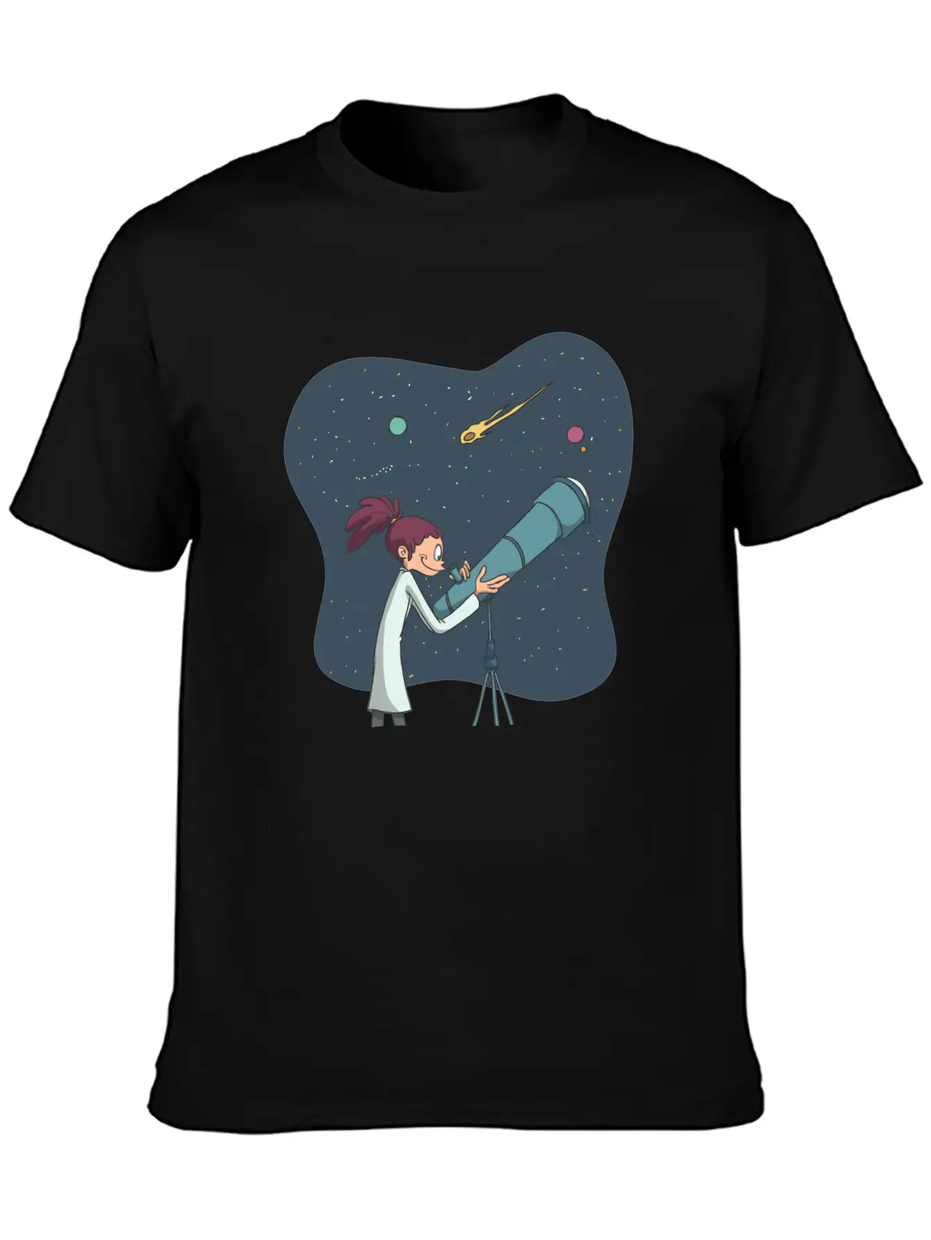 Astronomer With Telescope Unisex Casual T-Shirt – Clean Design For Daily Comfort