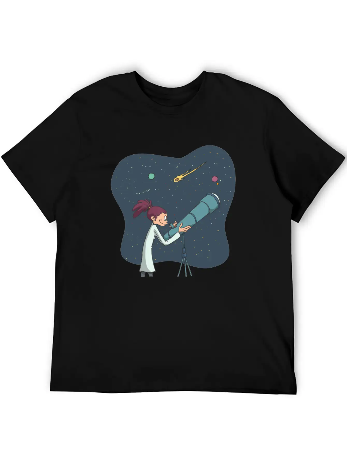 Astronomer With Telescope Unisex Casual T-Shirt – Clean Design For Daily Comfort