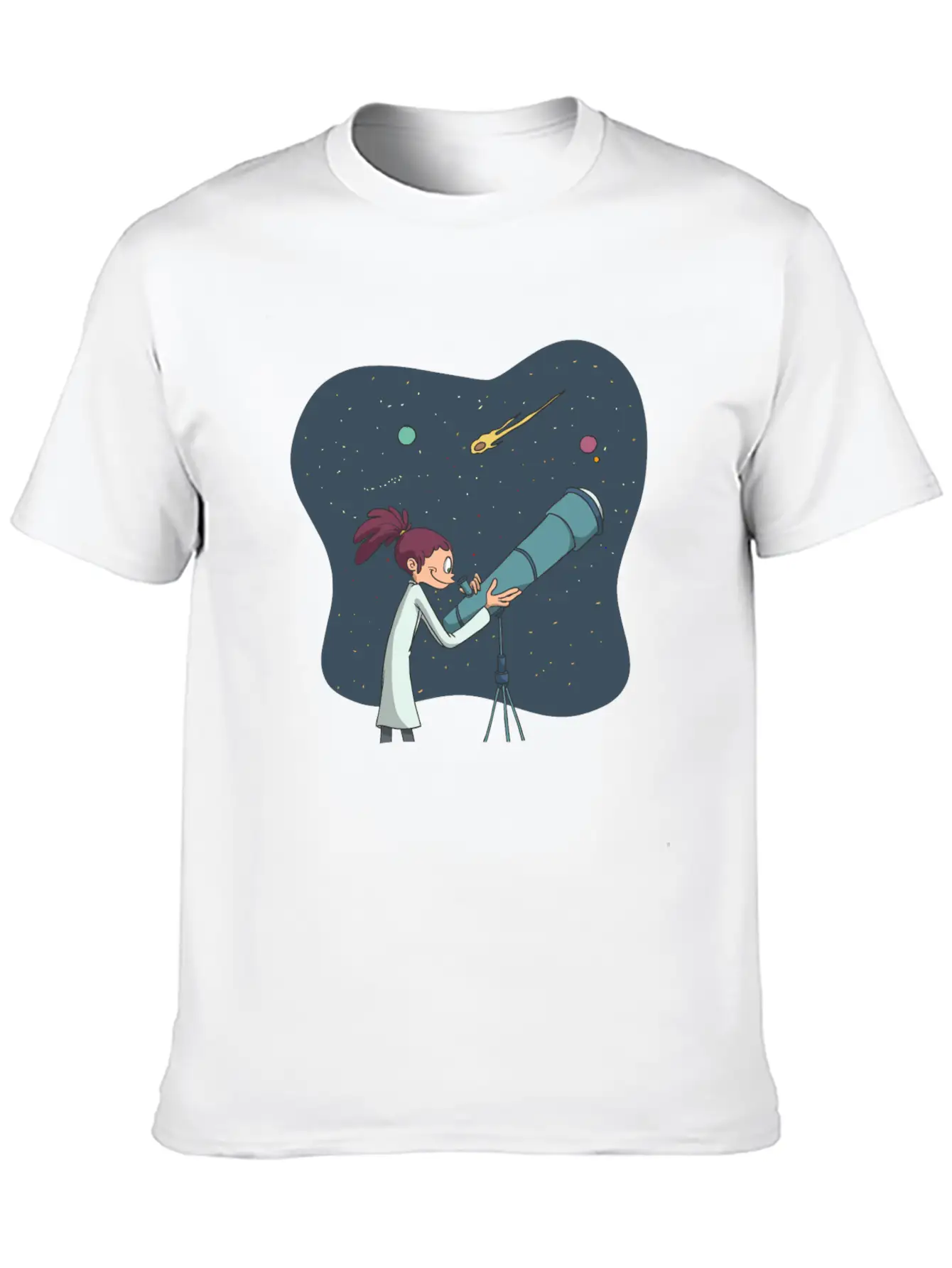 Astronomer With Telescope Unisex Casual T-Shirt – Clean Design For Daily Comfort