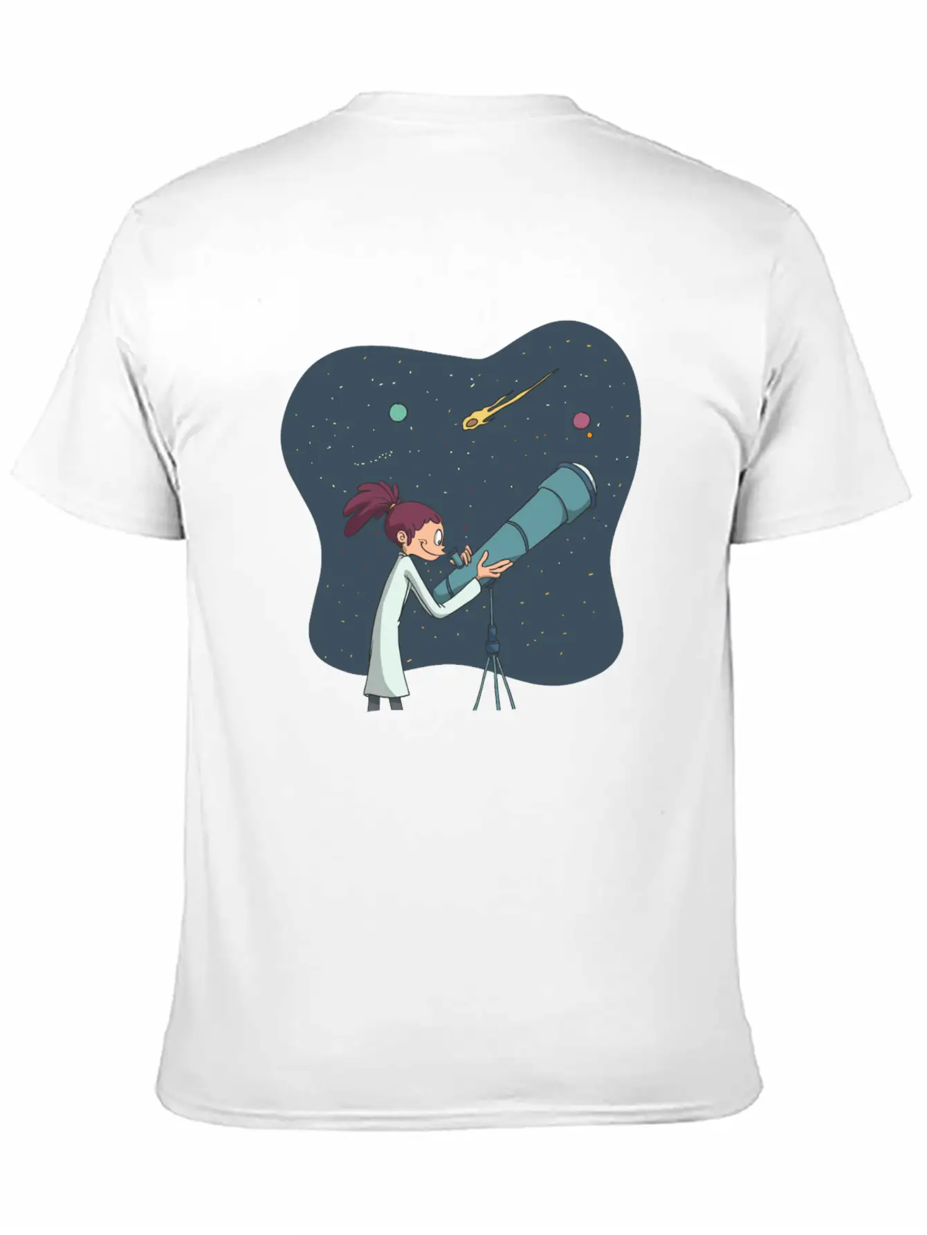 Astronomer With Telescope Unisex Casual T-Shirt – Clean Design For Daily Comfort