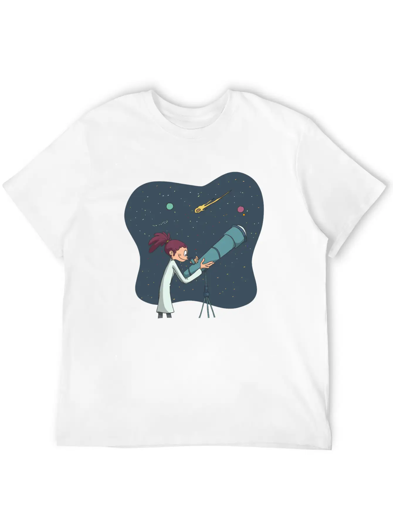 Astronomer With Telescope Unisex Casual T-Shirt – Clean Design For Daily Comfort