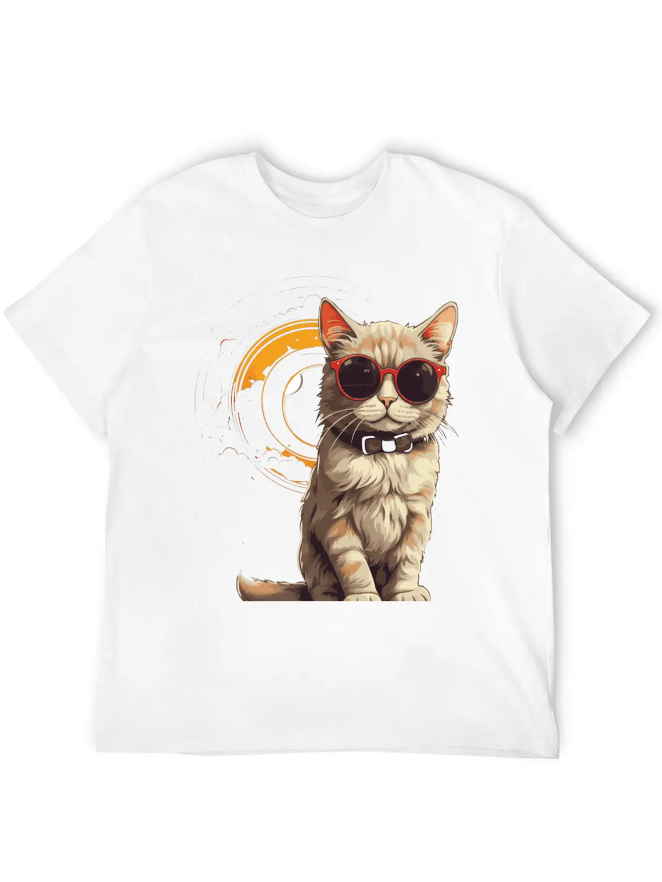 Astronomical Cat Eclipse Essential Cotton Tee For Daily Outfits – Unisex Style